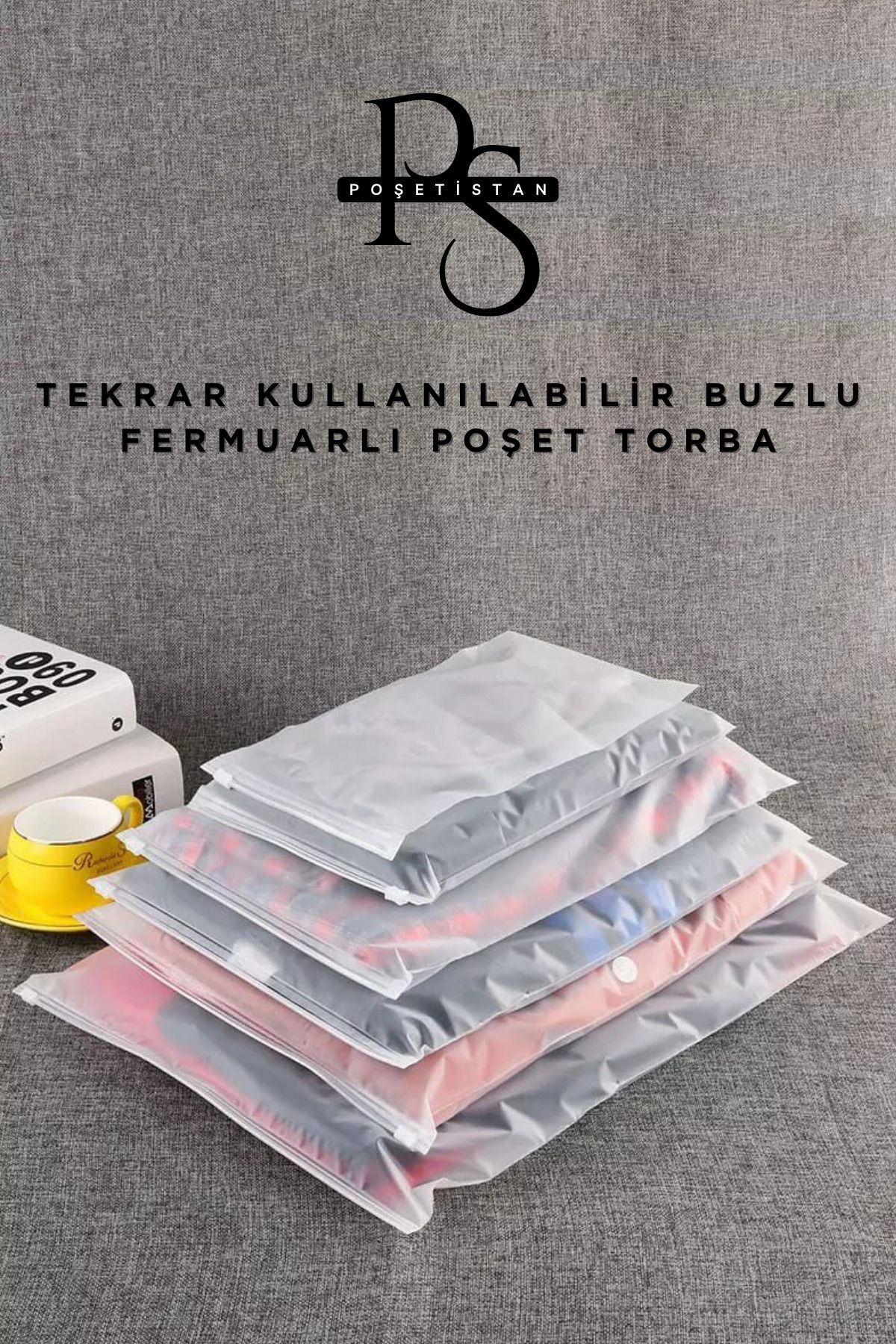 POŞETİSTAN-Suitcase and Cabinet Organizer Frosted Zippered Bag 500 Pieces 35 cm X 45 cm 6