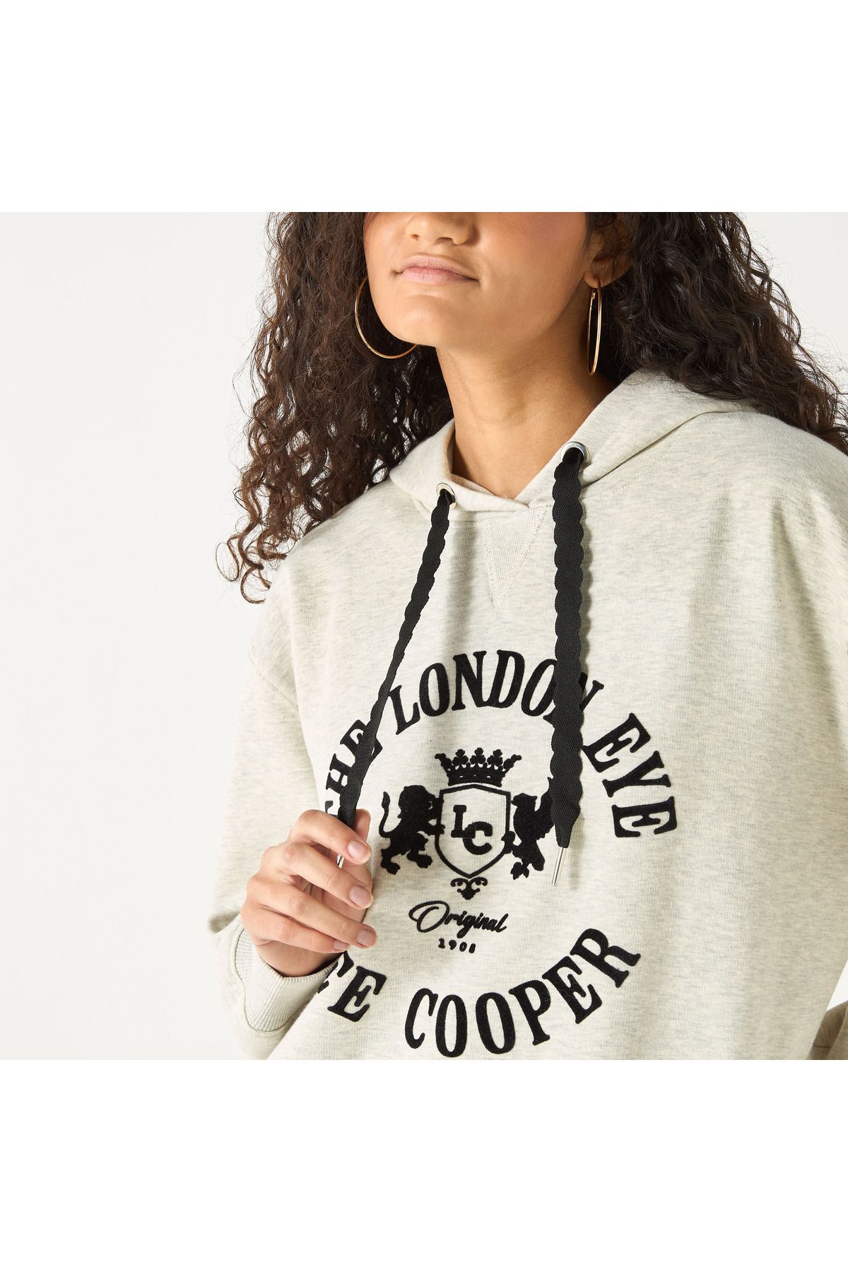 Lee Cooper-Printed Hooded Sweatshirt with Long Sleeves 4