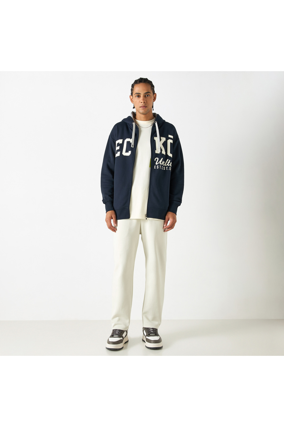 ECKO-Logo Print Zip Through Hoodie With Pockets 2