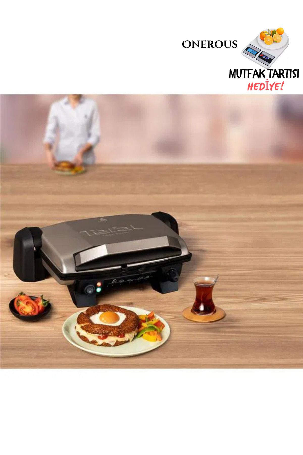 TEFAL Inox Döküm Elektrikli Izgara ve Tost Makinesi, Çift Yönlü Yapışmaz Çıkarılabilir Plaka