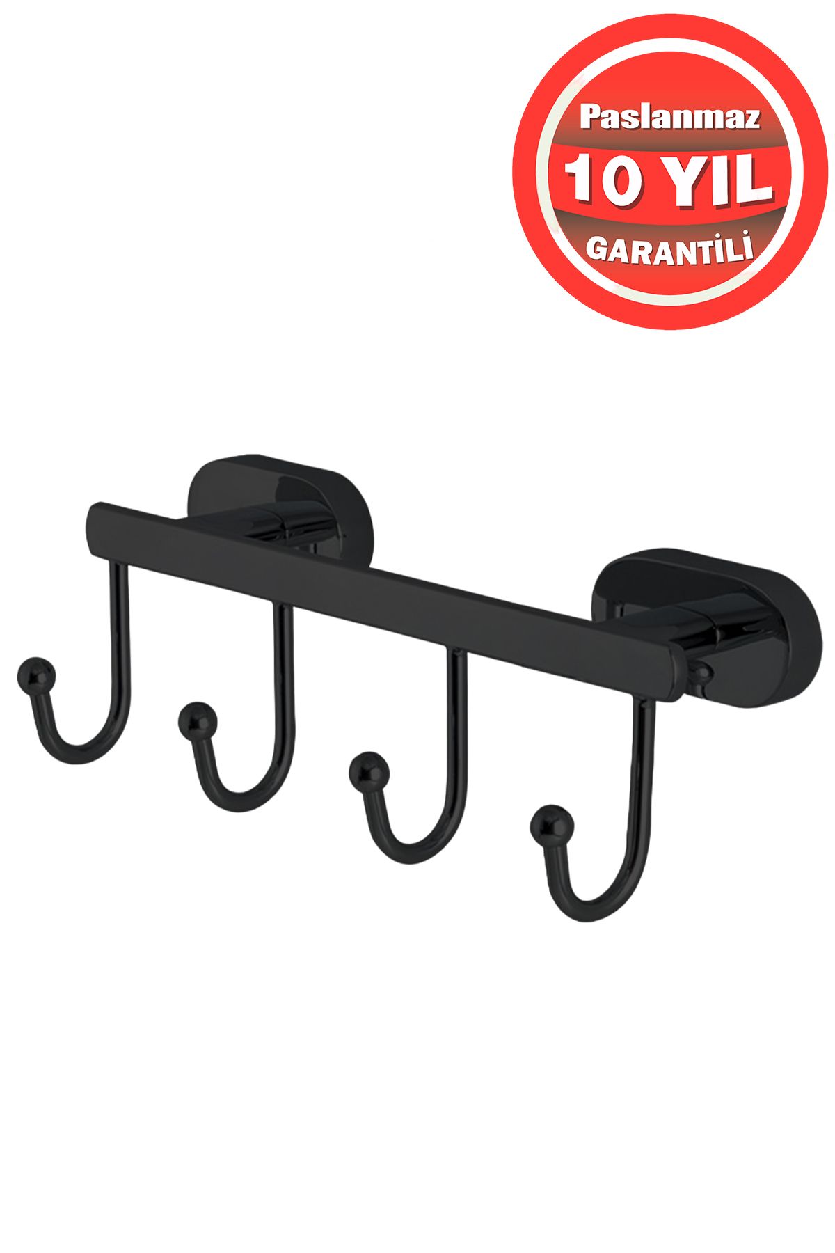ÇELİK BANYO Paslanmaz Pirinç Mat Siyah Zirve 4'Lü Askılık Havlu Askısı