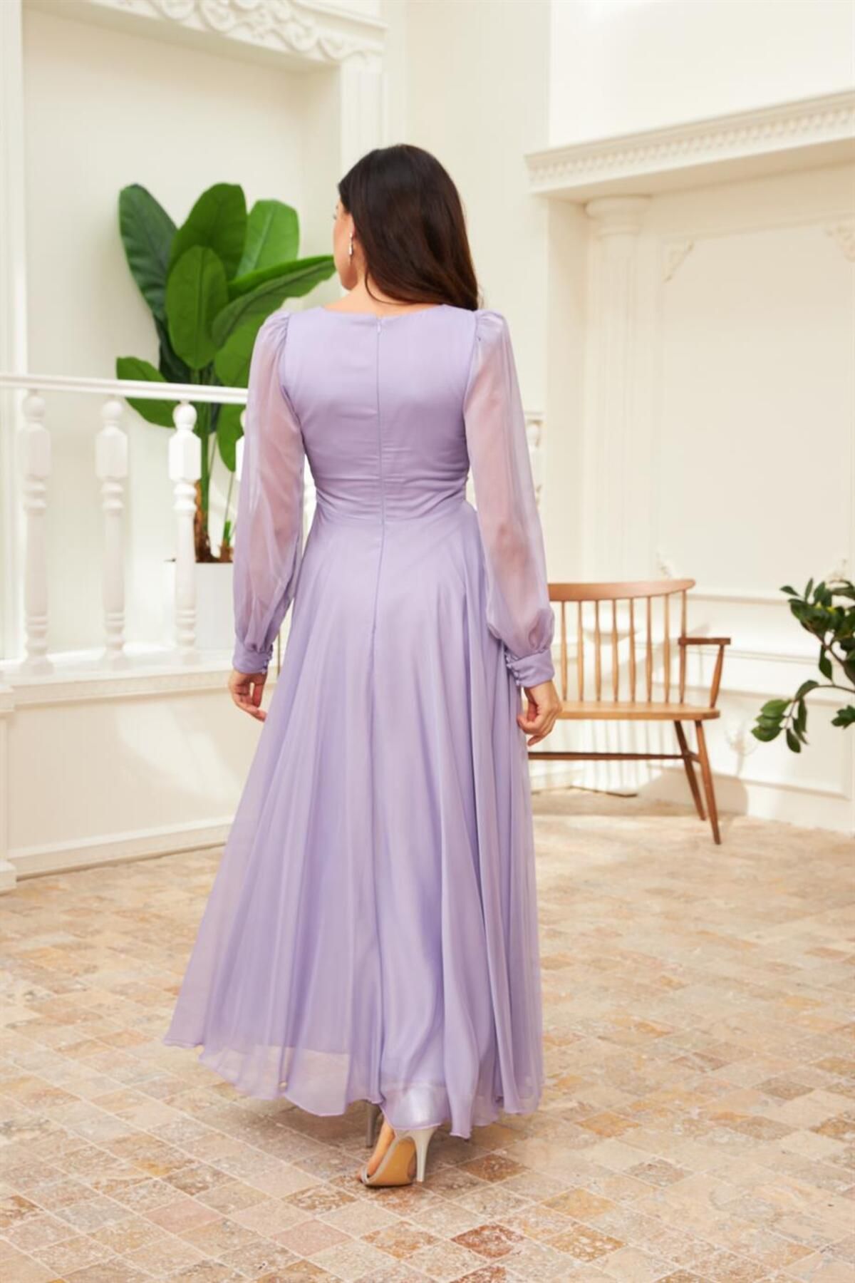 Carmen-Lavender Chiffon Long Evening Dress and Prom Dress 4