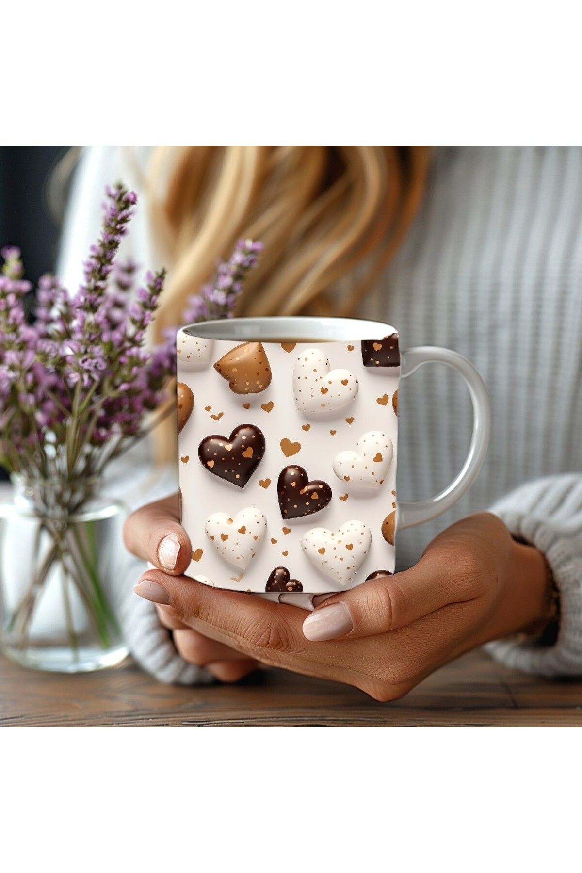 Evion-Chocolate Heart Shaped 3D Design Ceramic Mug - Gift Mug 5