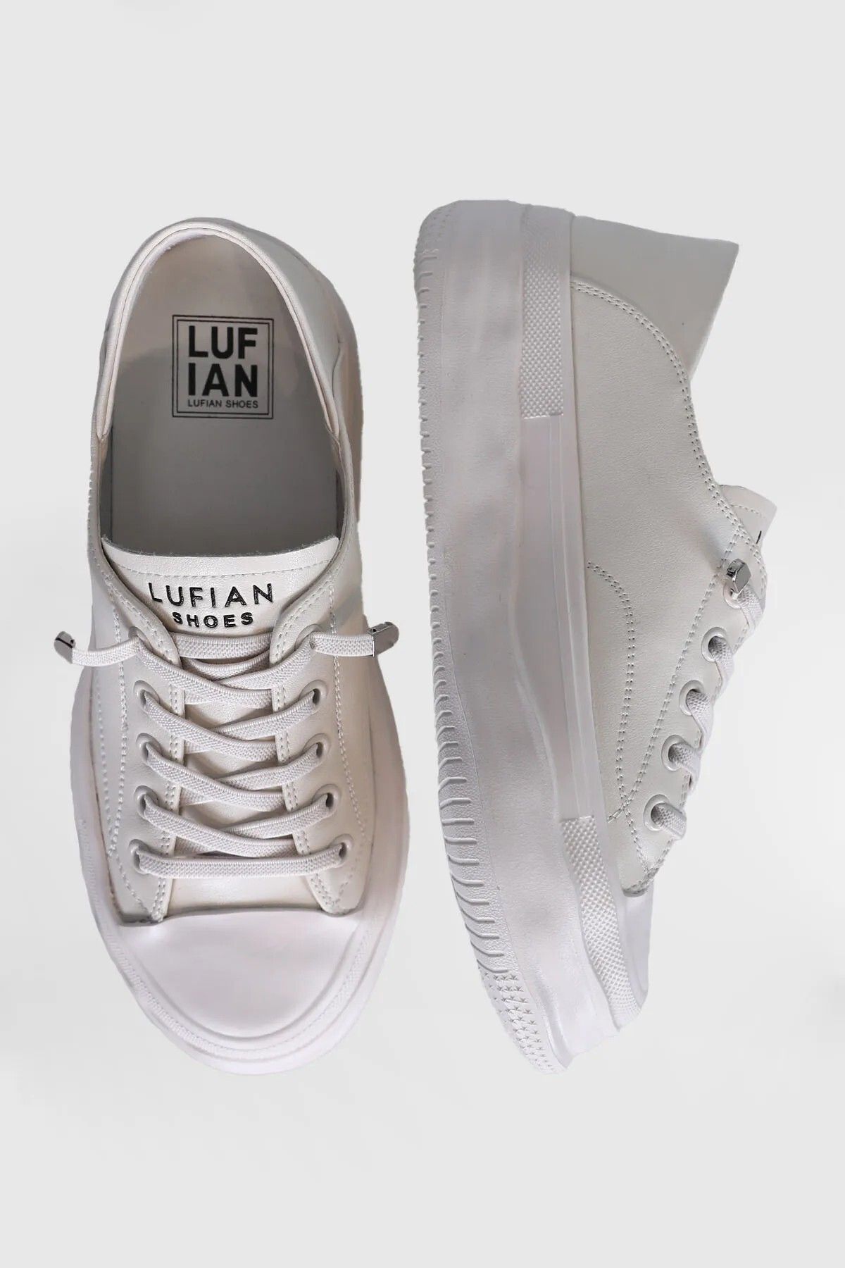 Lufian-121230014 Annabel Women's Genuine Leather Sneaker Casual Shoes White 5