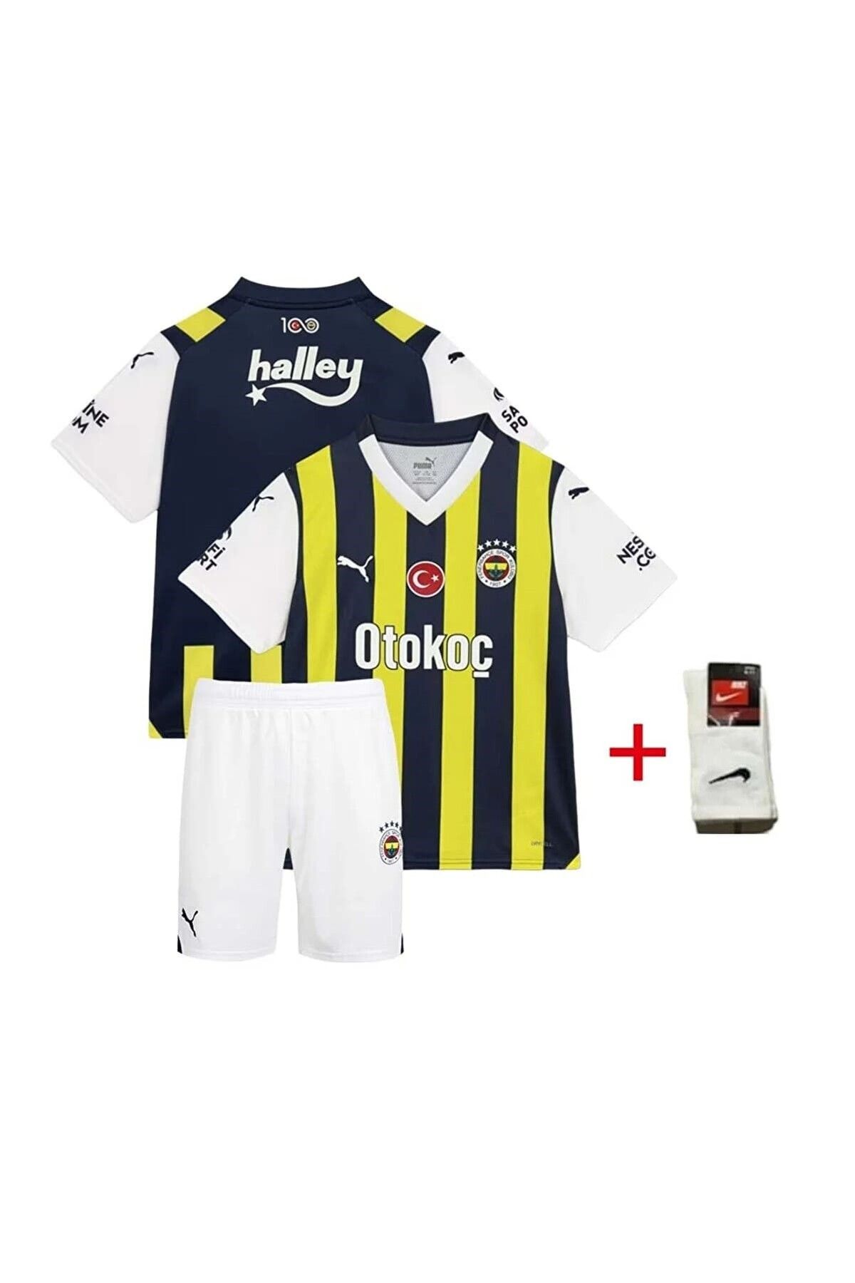 Fenerbahçe. Otokoç 23/24 Sezon Çubuklu Çocuk Forma Takımı 4 Parça