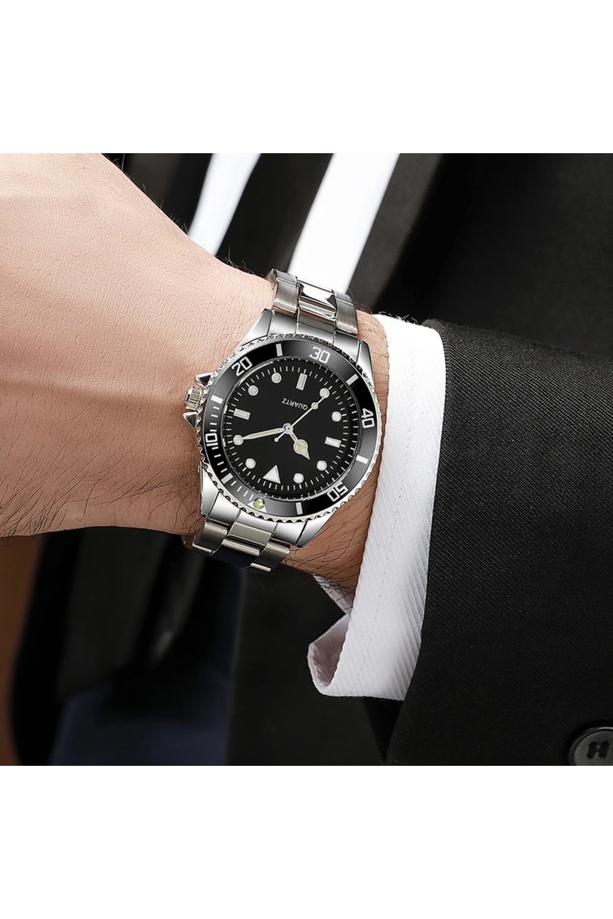 İSTLİV  Erkek . Gümüş- Siyah Renk Kol Saati - Görsel 7