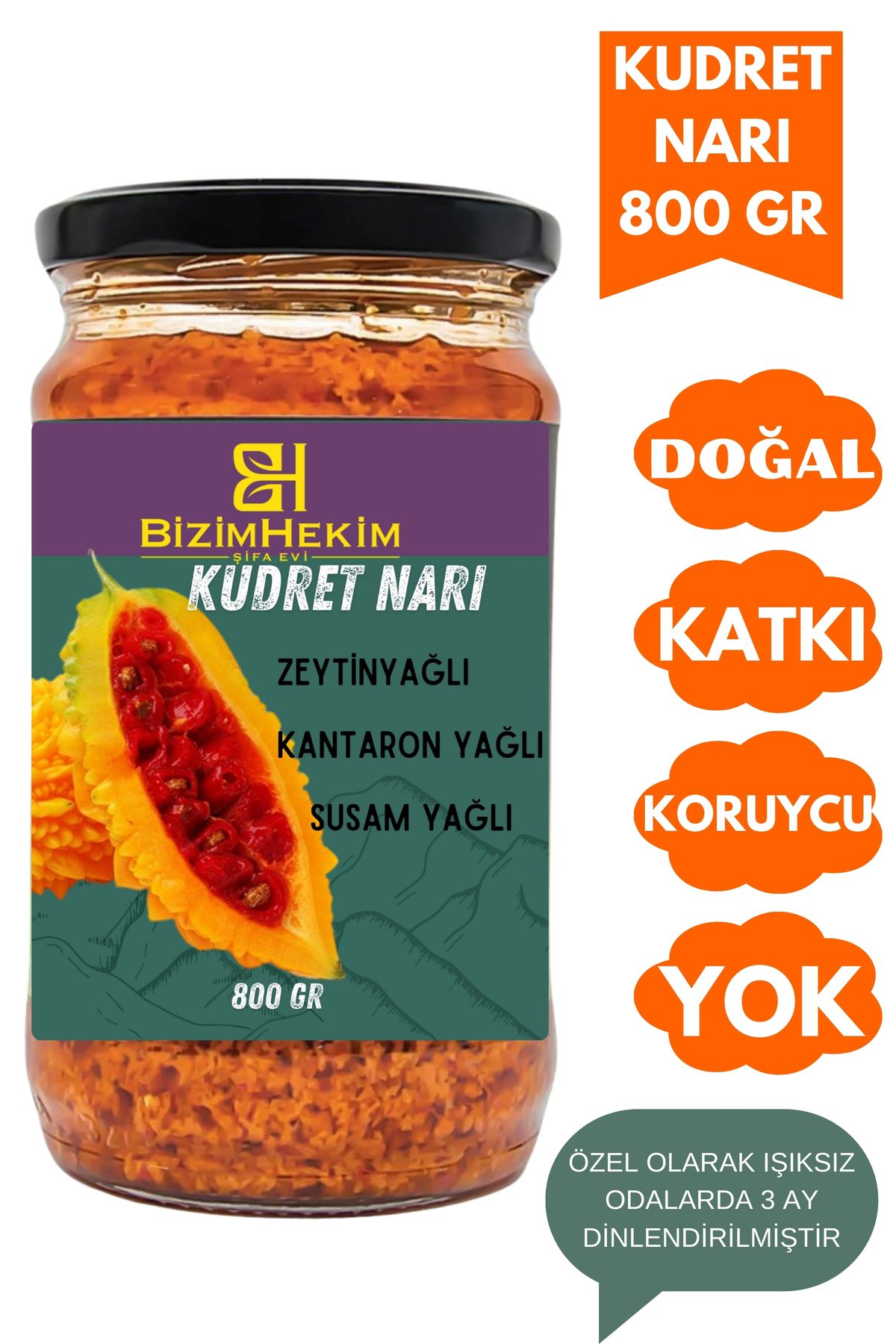 BİZİMHEKİM Zeytinyağlı Kudret Narı (Kantaron- Susam Yağı ilaveli) - 800gr