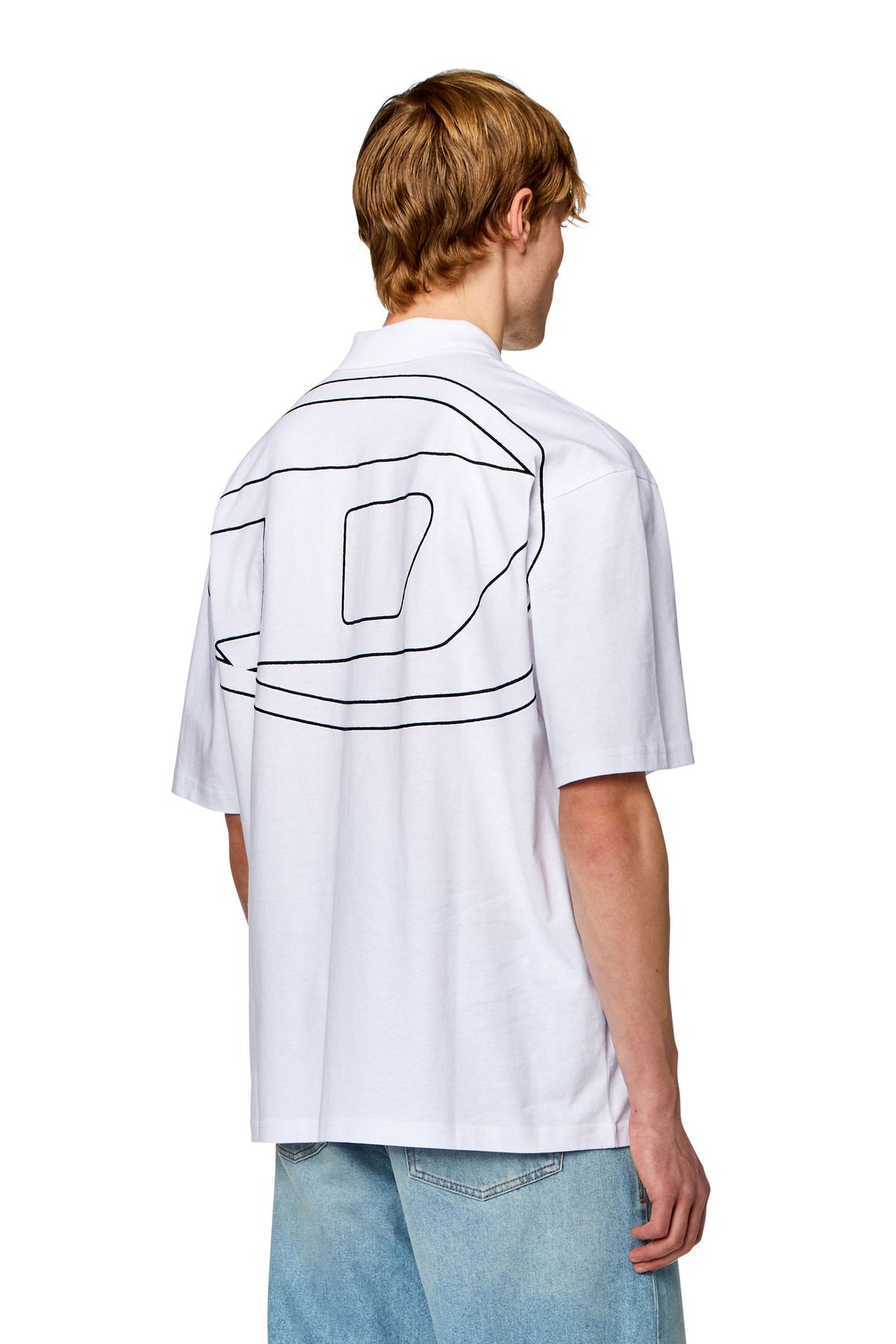 Diesel-Λευκό ανδρικό μπλουζάκι Polo Neck - Λεπτομερές λογότυπο 1