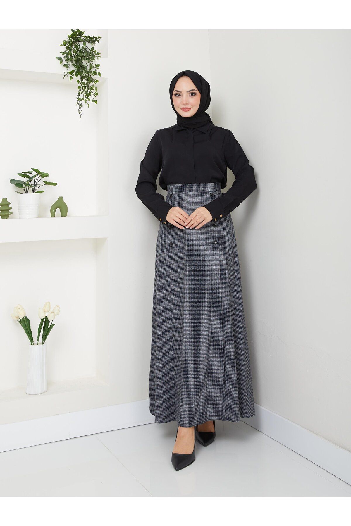 Doque-Seasonal Winter Women's Long Fabric Skirt 52007 7