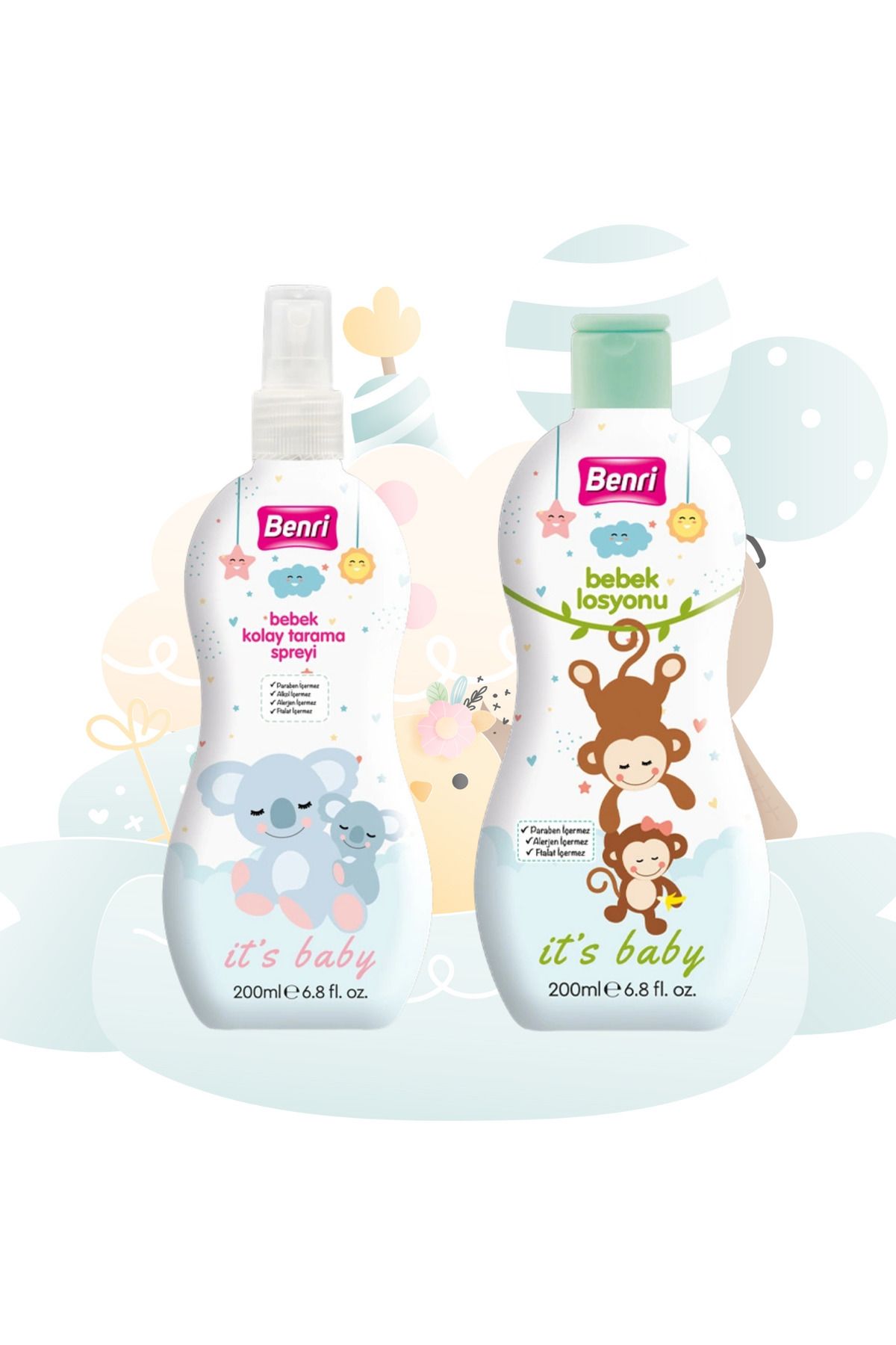 Benri Bebek Losyonu 200 ml - Kolay Tarama Spreyi 200 ml 2li Set