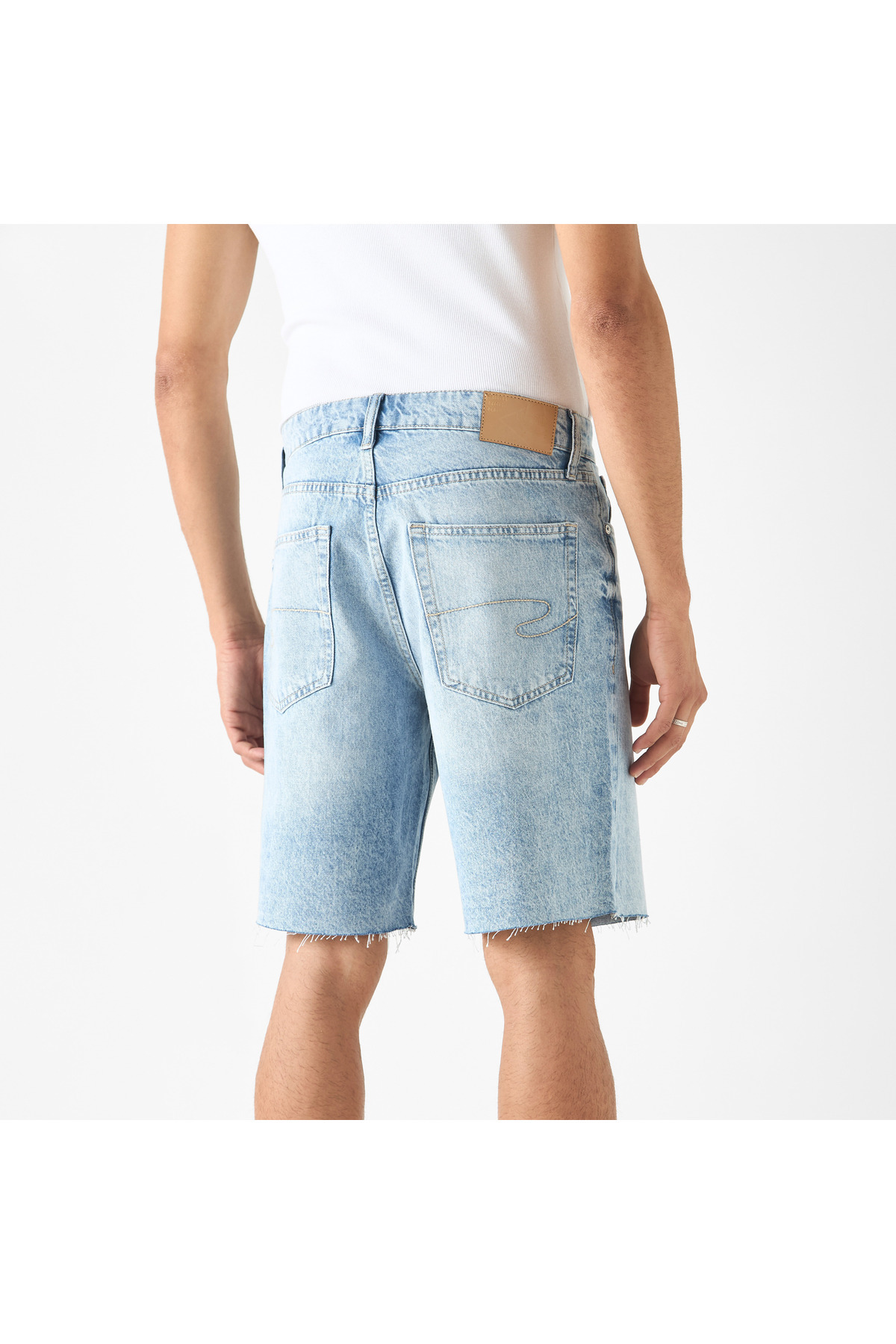 Lee Cooper-Denim Shorts with Ripped Detail and Pockets 3