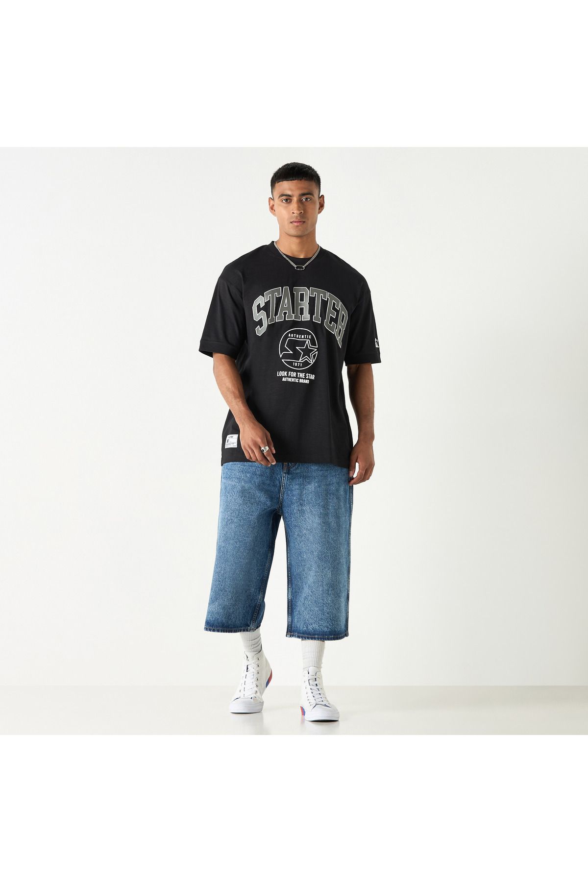 Starter-Ecko Unltd Solid Shorts with Button Closure and Pockets 2