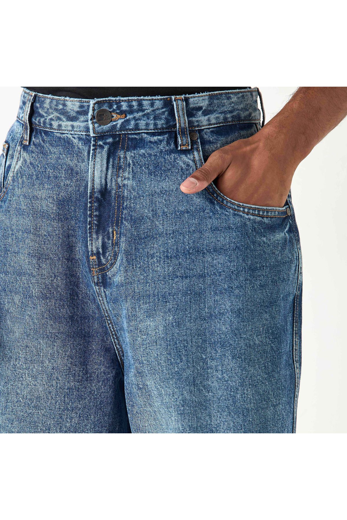 Starter-Ecko Unltd Solid Shorts with Button Closure and Pockets 4