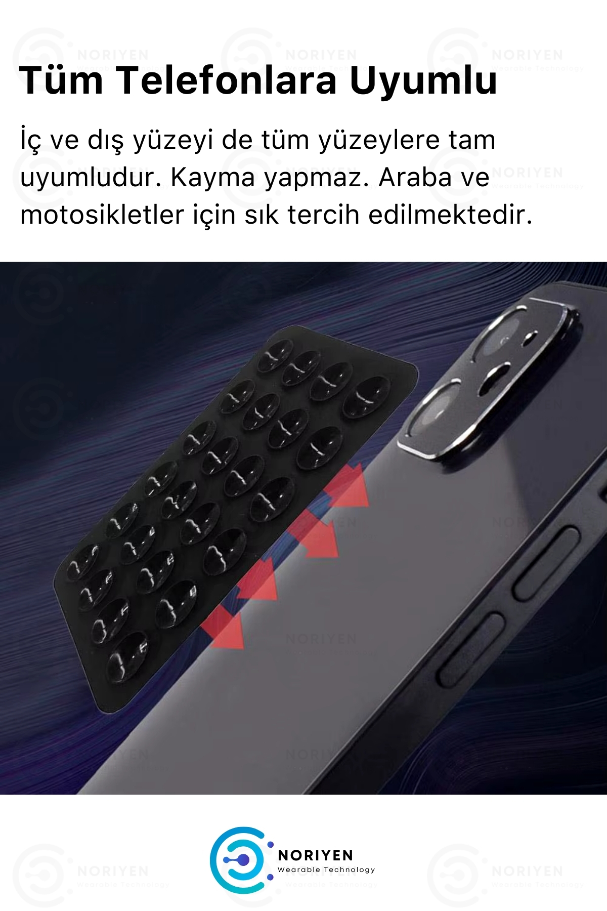 Premium Seri Vantuzlu Tüm Yüzeylere Uygun Cep Telefonu İçin Kaymaz Silikon Yapışkanlı Telefon Tutucu