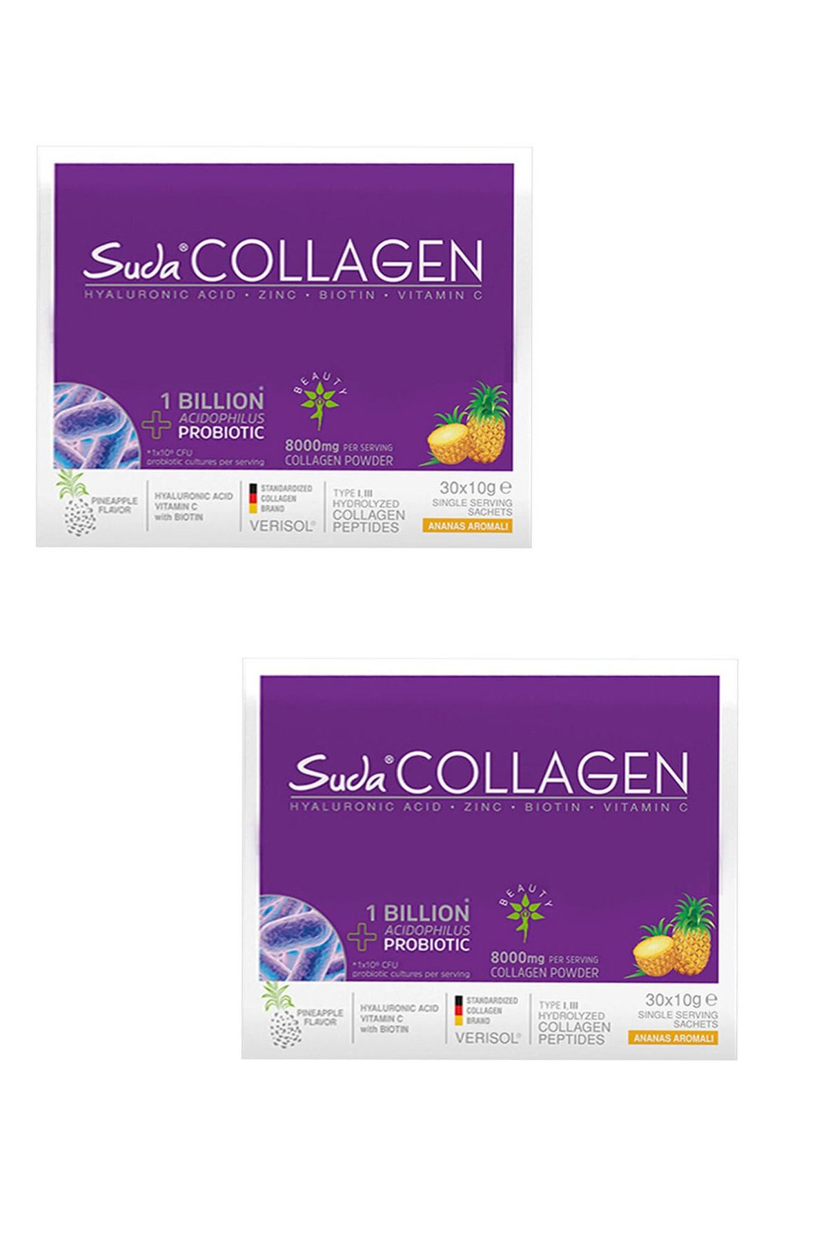 Suda Collagen + Probiotic Ananas Aromalı Pineapple Saşe 30x10 Gr x2