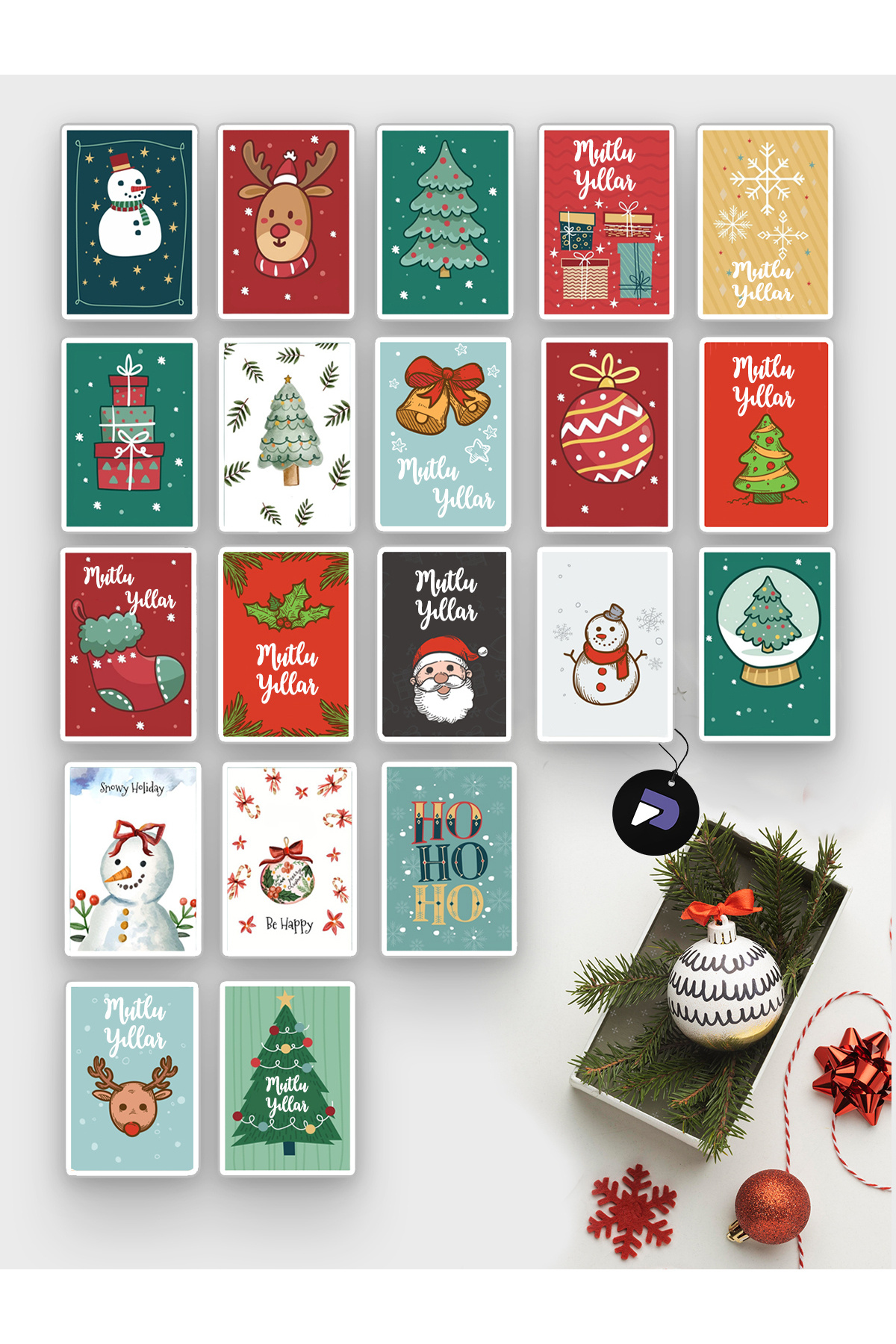 Postermanya 20'li Yılbaşı Kartpostal Seti - Yılbaşı Kartı, Yeni Yıl Kartı, Yılbaşı Kartları, Noel Tebrik Kartı