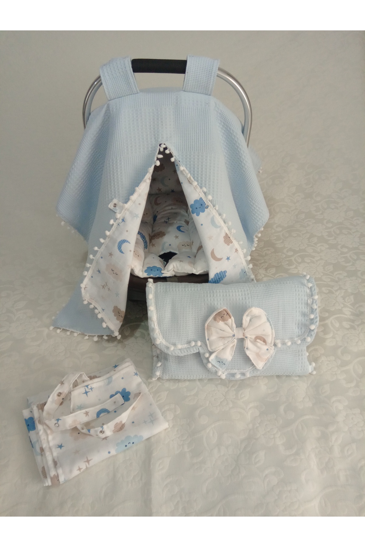 Wenaris babynest ve yastık,puset örtüsü,puset minderi,çantalı altaçma ve yastı,battaniye emzirme yastığı fotoğrafı 5 (önizleme)