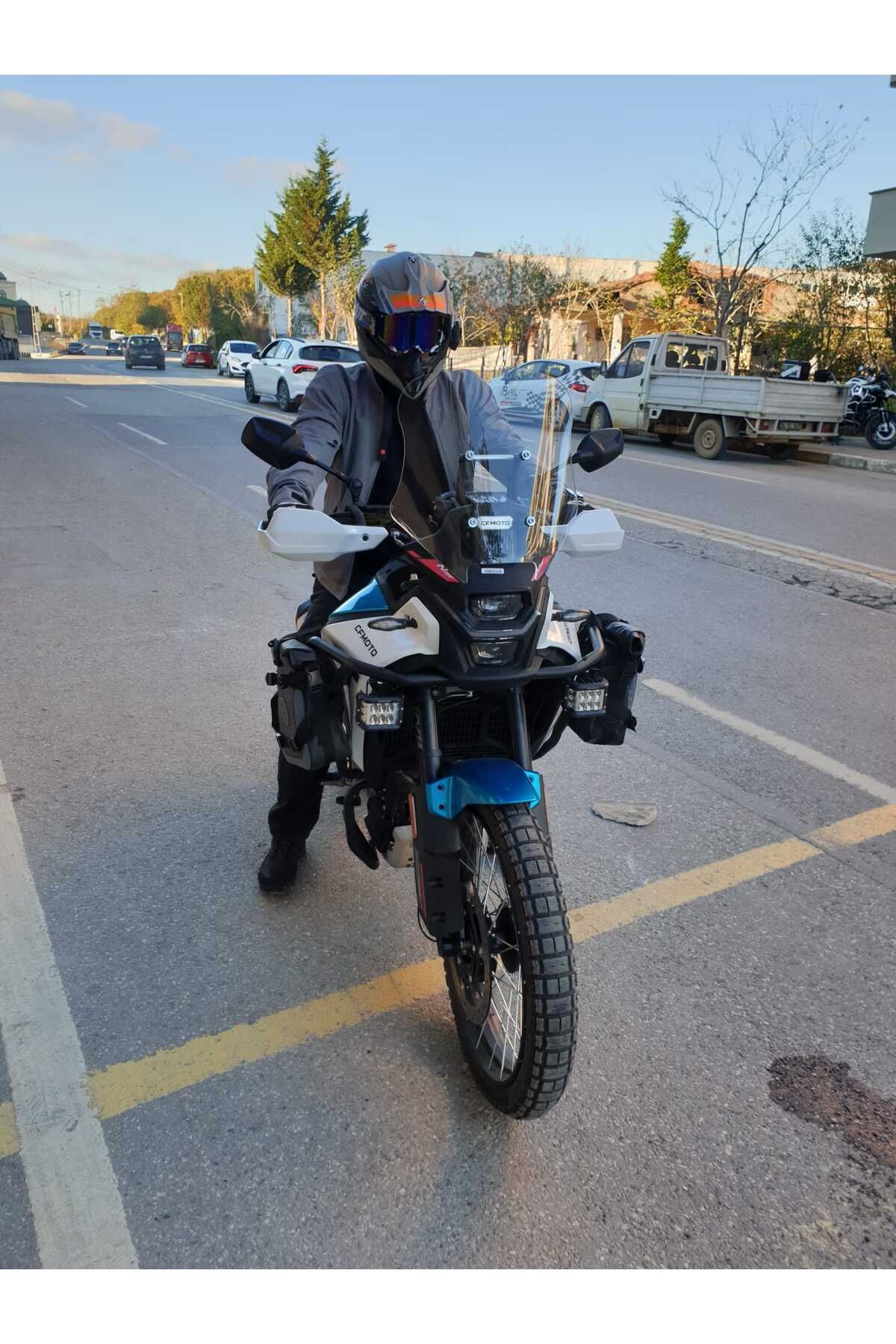 CF MOTO 450 MT Siperlik Ön Cam 2025 Model 55cm Şeffaf Renkli 4mm UZUN CAM