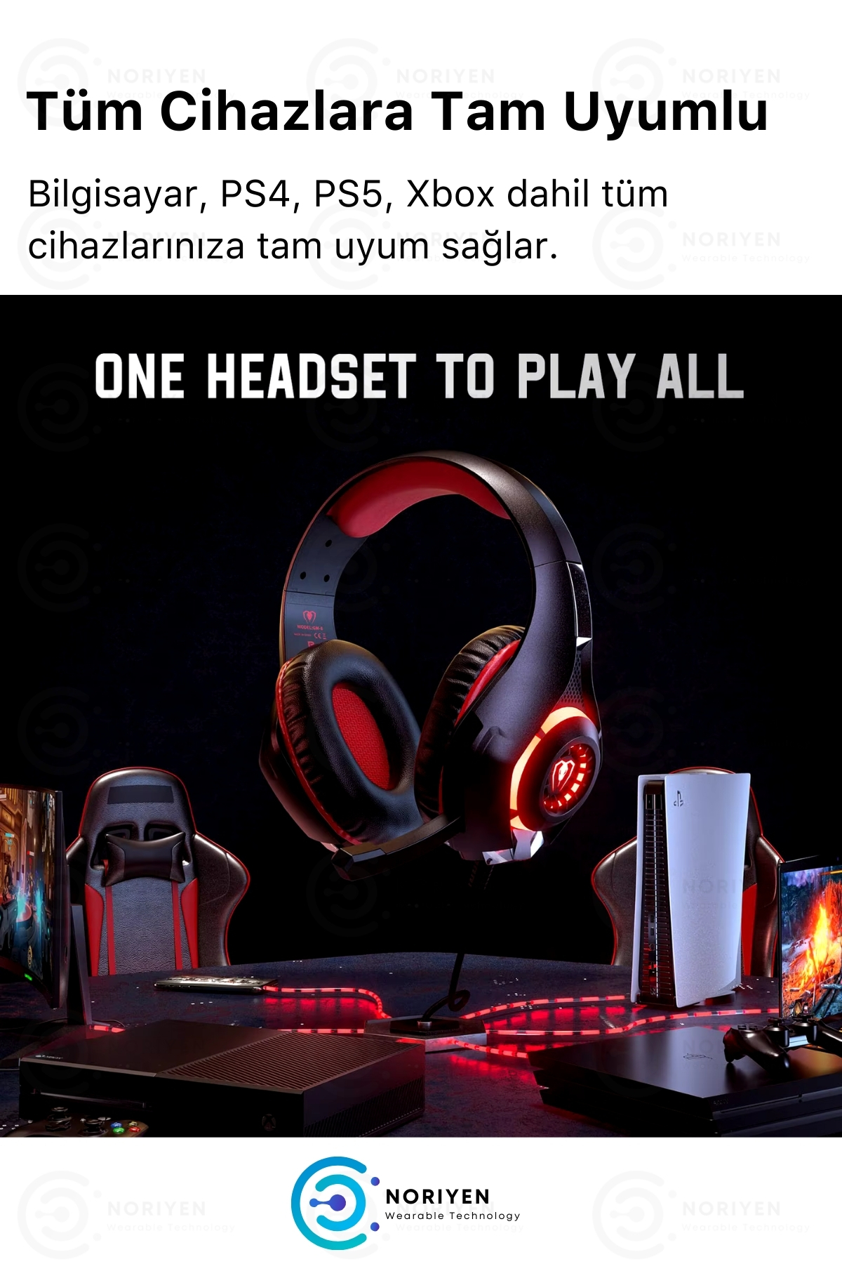 Premium Gaming Pro Mikrofonlu PS4 PS5 Xbox PC İçin Kablolu Gamer Kulak Üstü Oyuncu Kulaklık