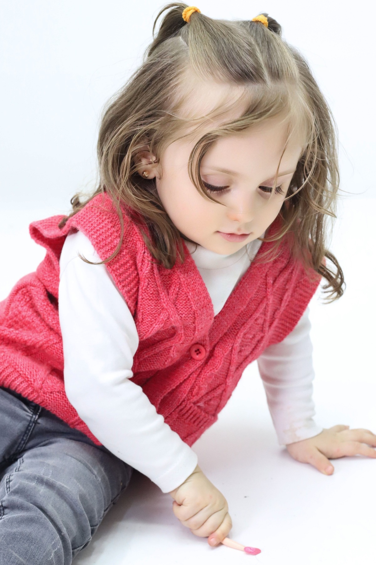Cloudy Kids Kız Bebek Düğmeli Triko Hırka&Yelek fotoğrafı 4 (önizleme)