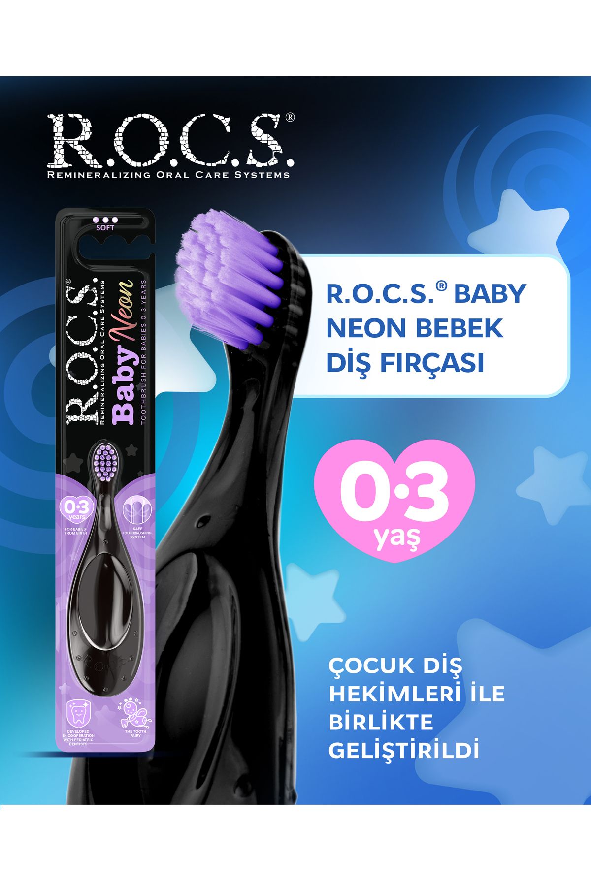 R.O.C.S. Baby Neon 0-3 Yaş Için Ekstra Yumuşak Diş Fırçası - Mor