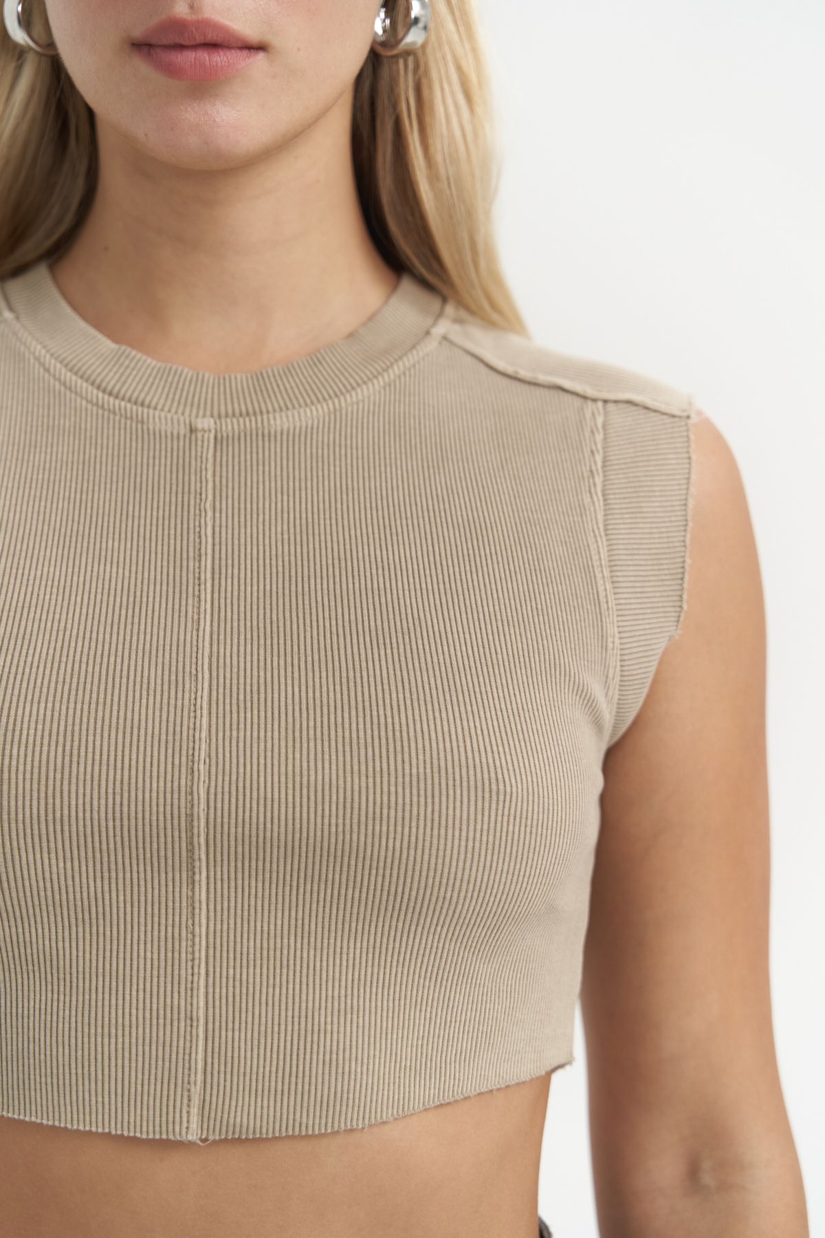 MAİ COLLECTİON-Swipe Khaki Washable Crop 7