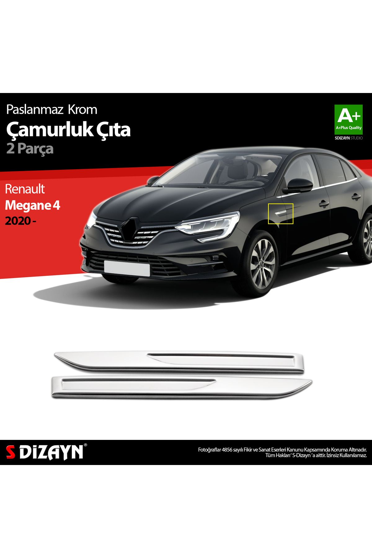 S Dizayn S-dizayn Renault Megane 4 Krom Çamurluk Sinyal Çıtası 2 Prç. 2020 Üzeri