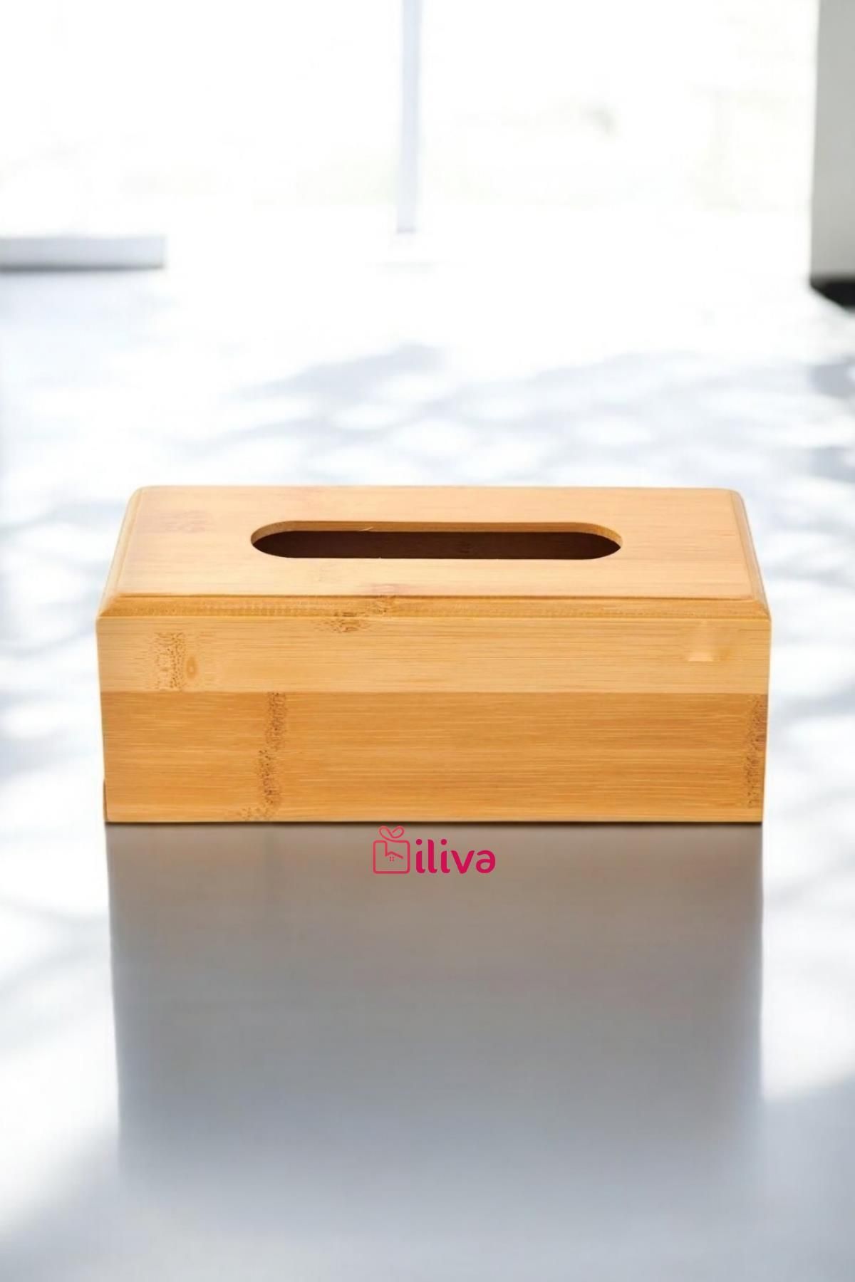 İLİVA-Table Top Bamboo Napkin Holder - Wooden 1