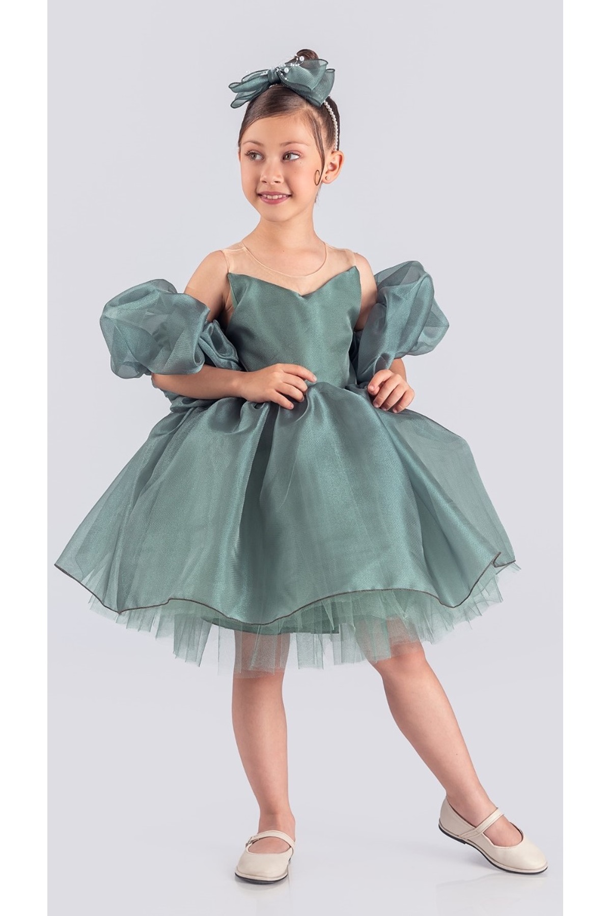 Mnk Baby&Kids Miss California Kız Çocuk Abiye MNK0594 YEŞİL fotoğrafı 3 (önizleme)