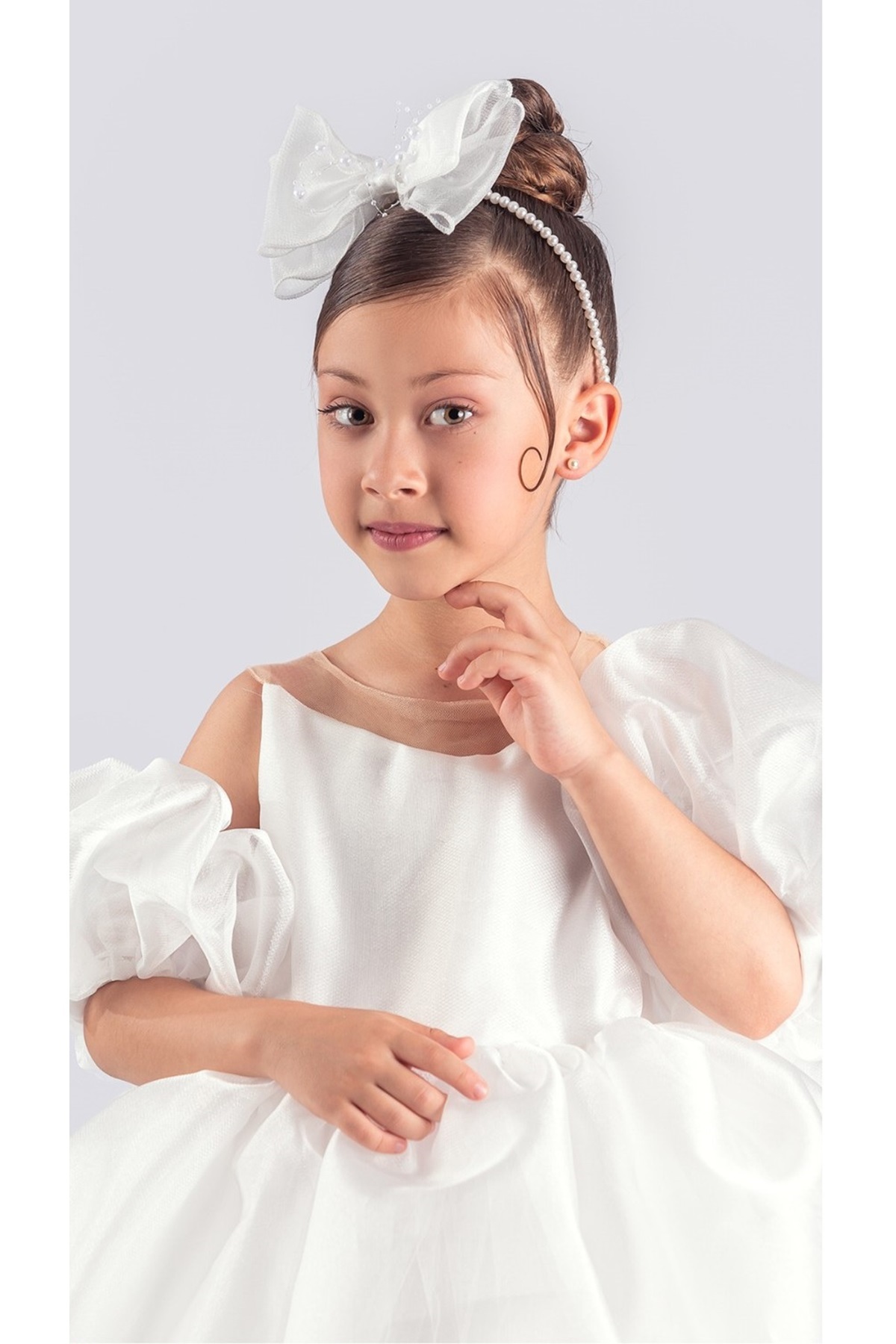 Mnk Baby&Kids Miss California Kız Çocuk Abiye MNK0594 BEYAZ fotoğrafı 4 (önizleme)