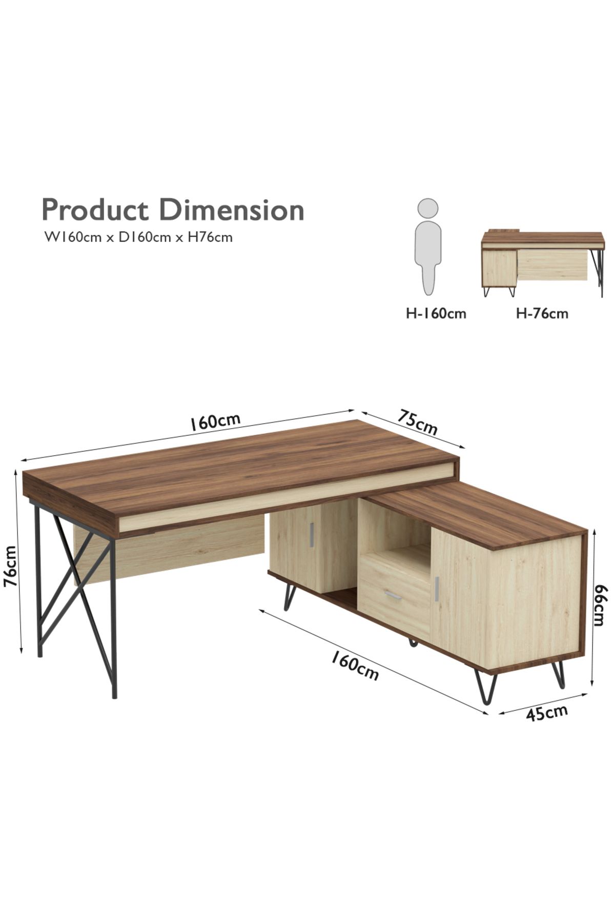 Mahmayi-Nutima 19516 Modern Executive Desk Dark Walnut 6