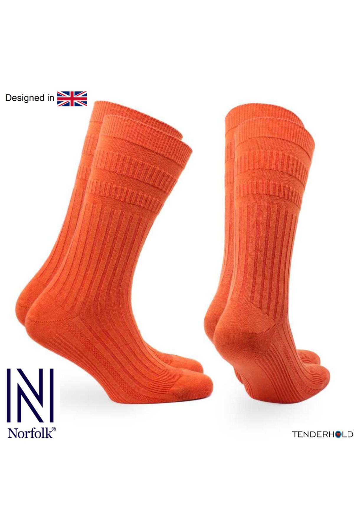 NORFOLK-Joseph Comfort Fit Tenderhold Cotton Diabetes Socks 2 Pack Orange 2