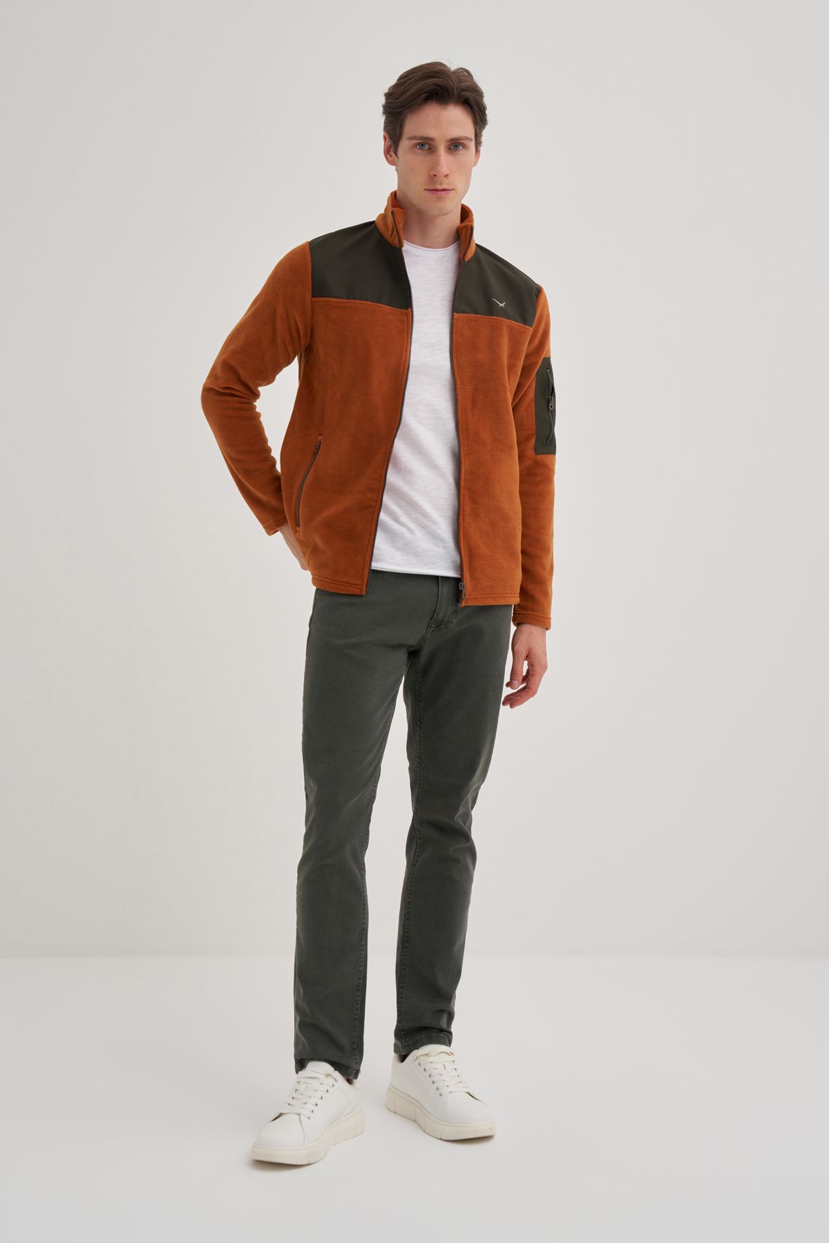 Cazador-Cardigan pentru bărbați din lână Cinnamon - CDR 5638 4