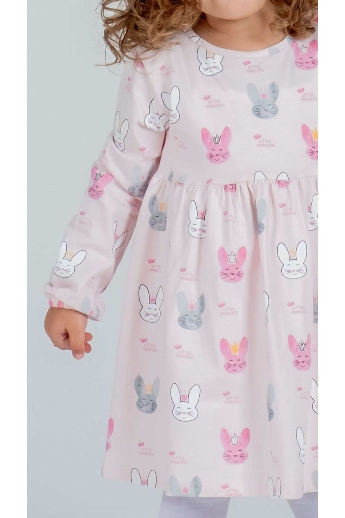 Kyron Kız Bebek Tavşan Desenli Elbise - Pembe - %100 Pamuk fotoğrafı 2 (önizleme)