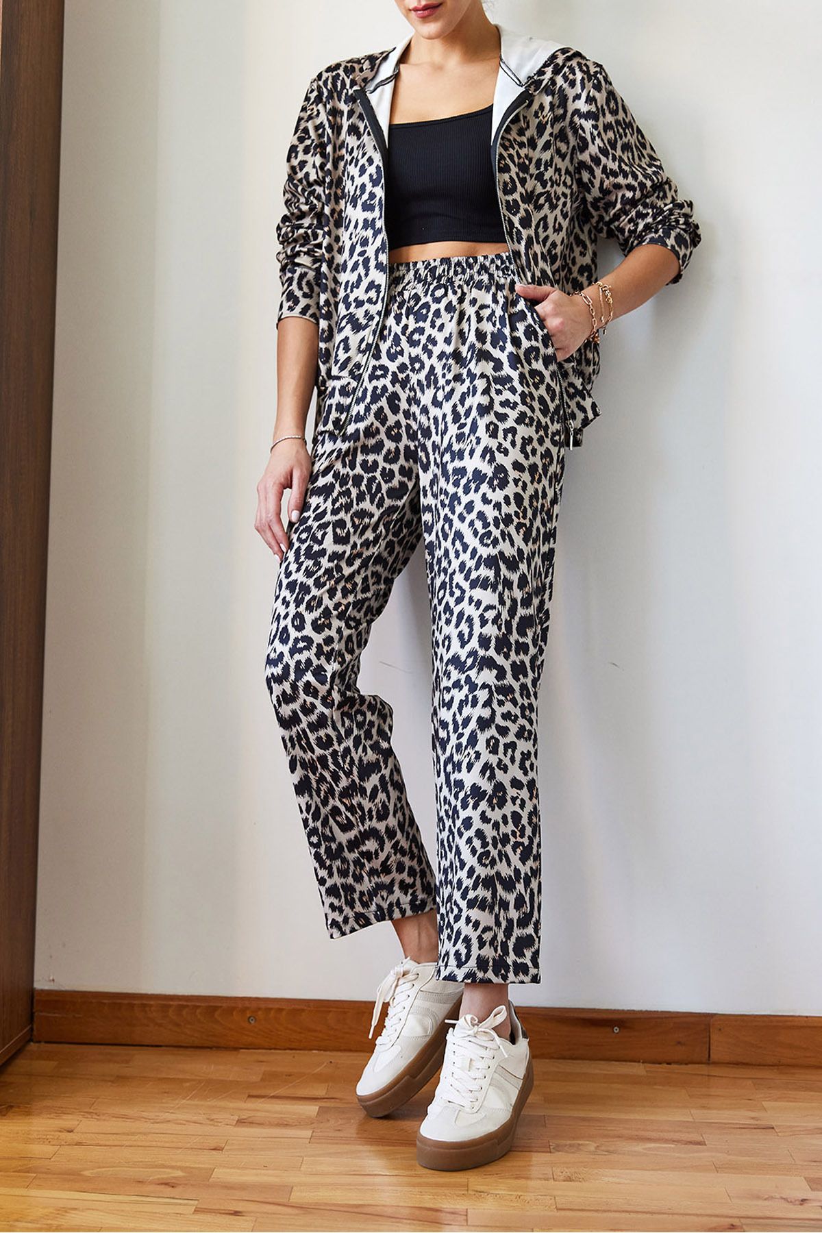 Bianco Lucci-Leopard Patterned Top and Bottom Set Mbms050 60501050 2
