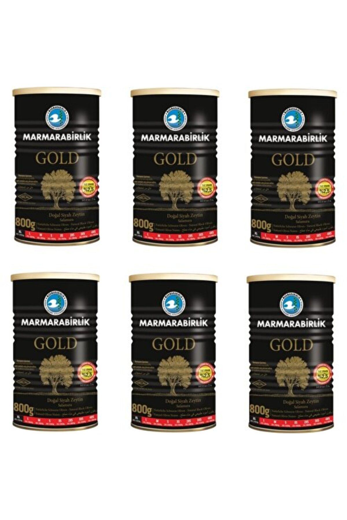 MarmaraBirlik Marmarabi?rli?k Gold Zeyti?n Salamura 800 gr X 6 Teneke