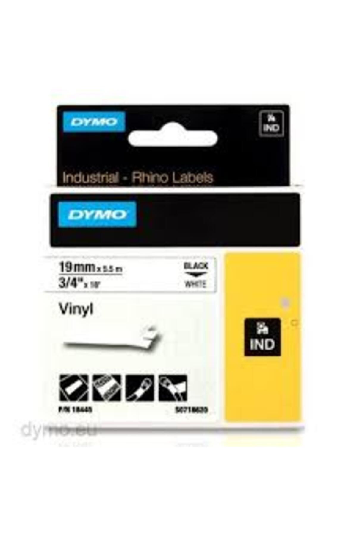 Dymo 18445 RhinoPRO Renkli Vinil 19mmx5,5m Beyaz-Siyah