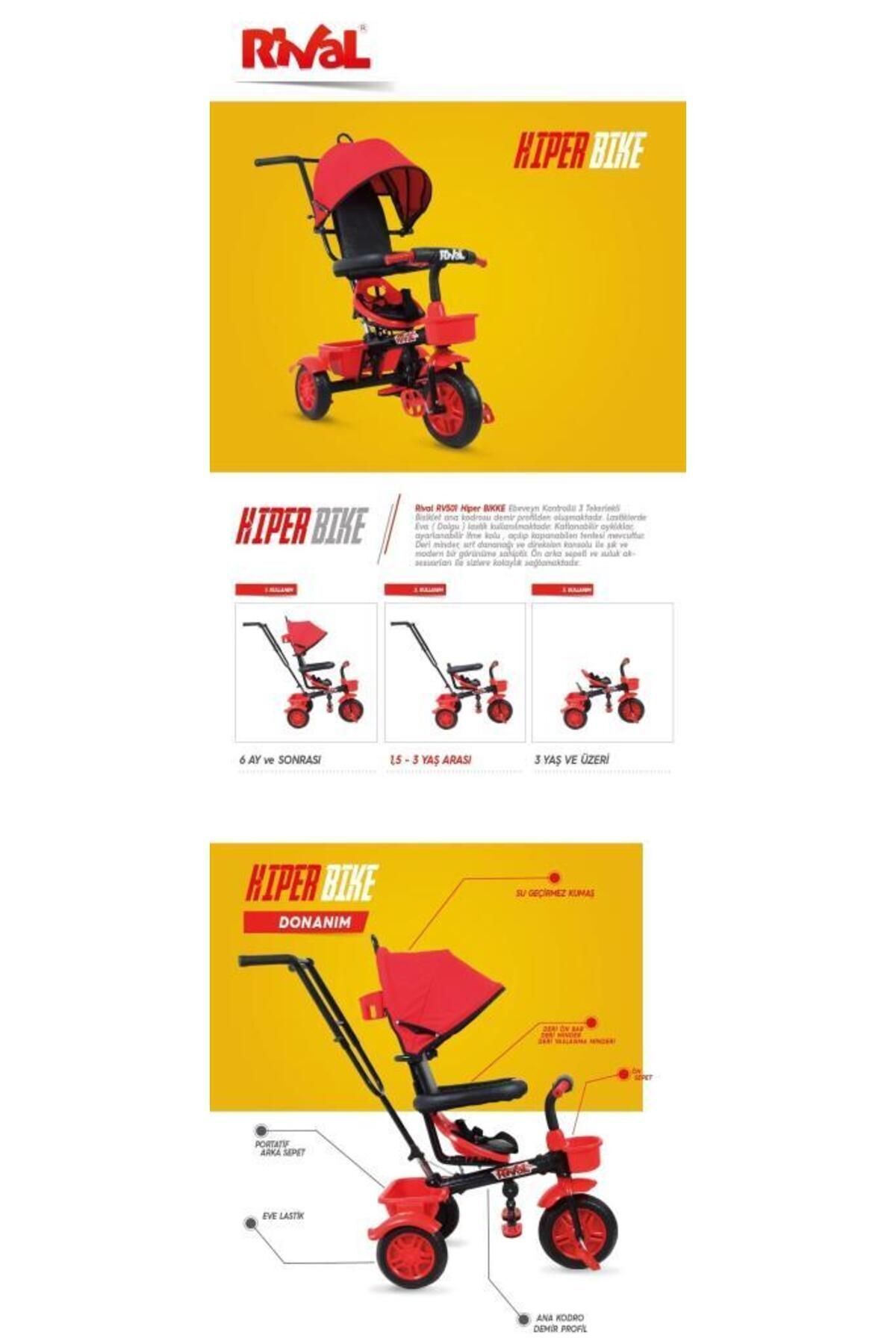 Rival 1 Yaş Rv501 Hiper Bike Ebeveyn Kontrollü 3 Tekerli Çocuk Bisikleti Antrasit fotoğrafı 2 (önizleme)