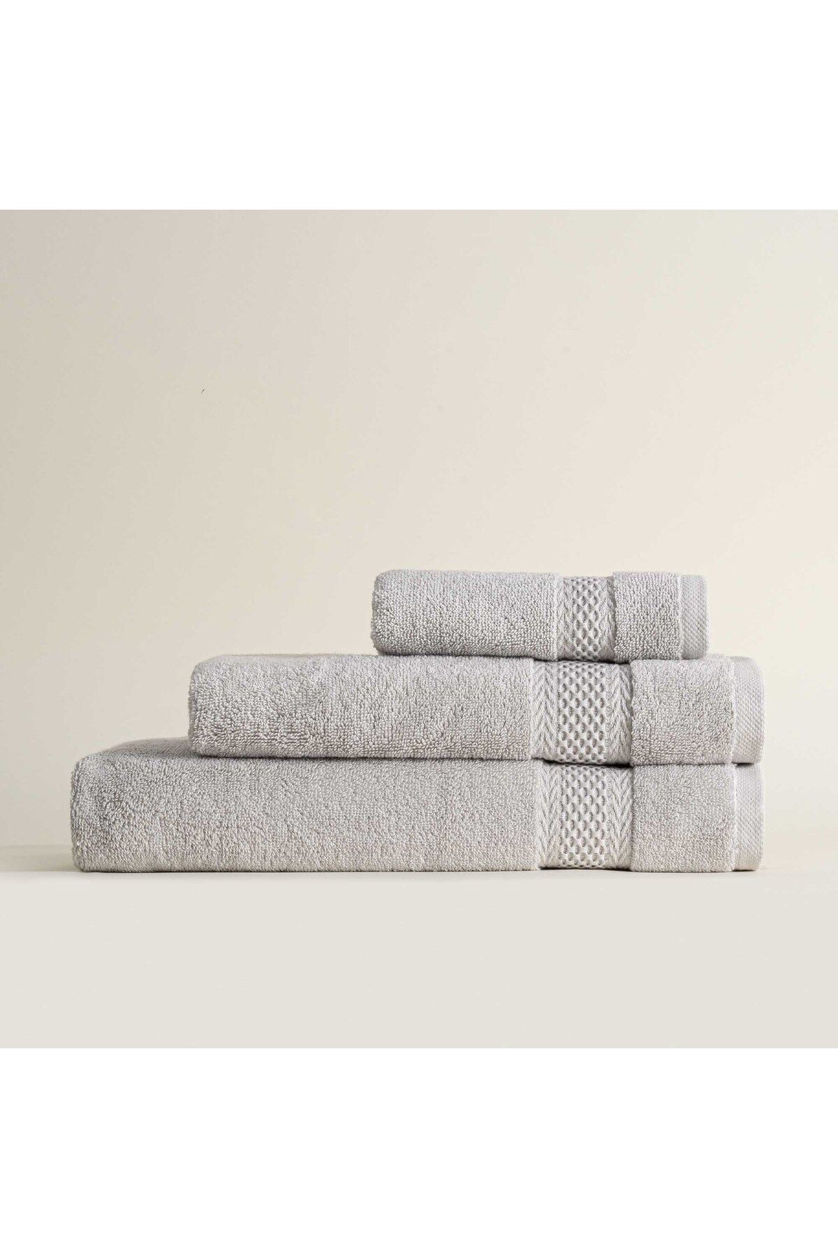 Ecocotton-Set de 3 prosoape din bumbac organic 100% Auraline Gri 2