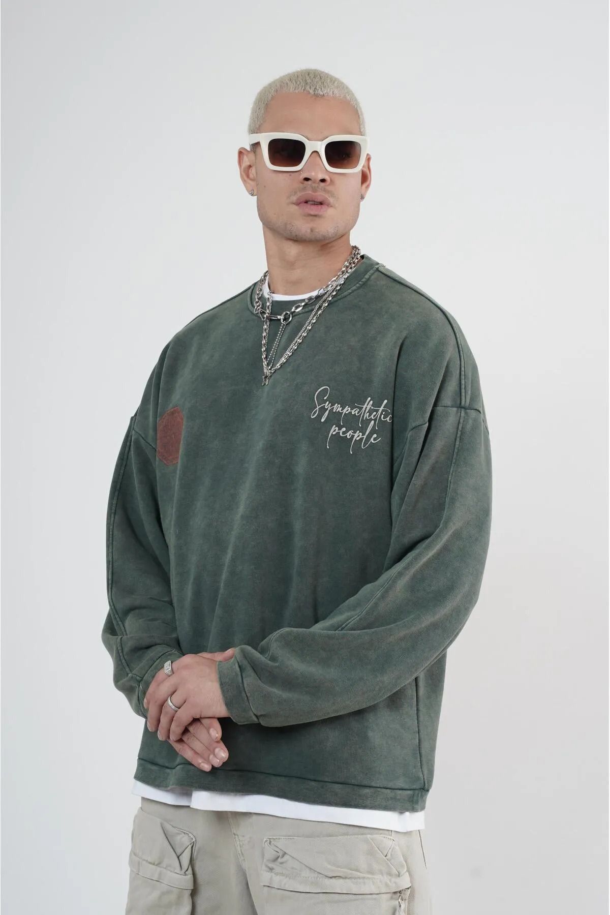 Butik-TREND WE Crew Neck Μπροστινό και Πίσω Φούτερ Unisex με στάμπα που πλένεται 4
