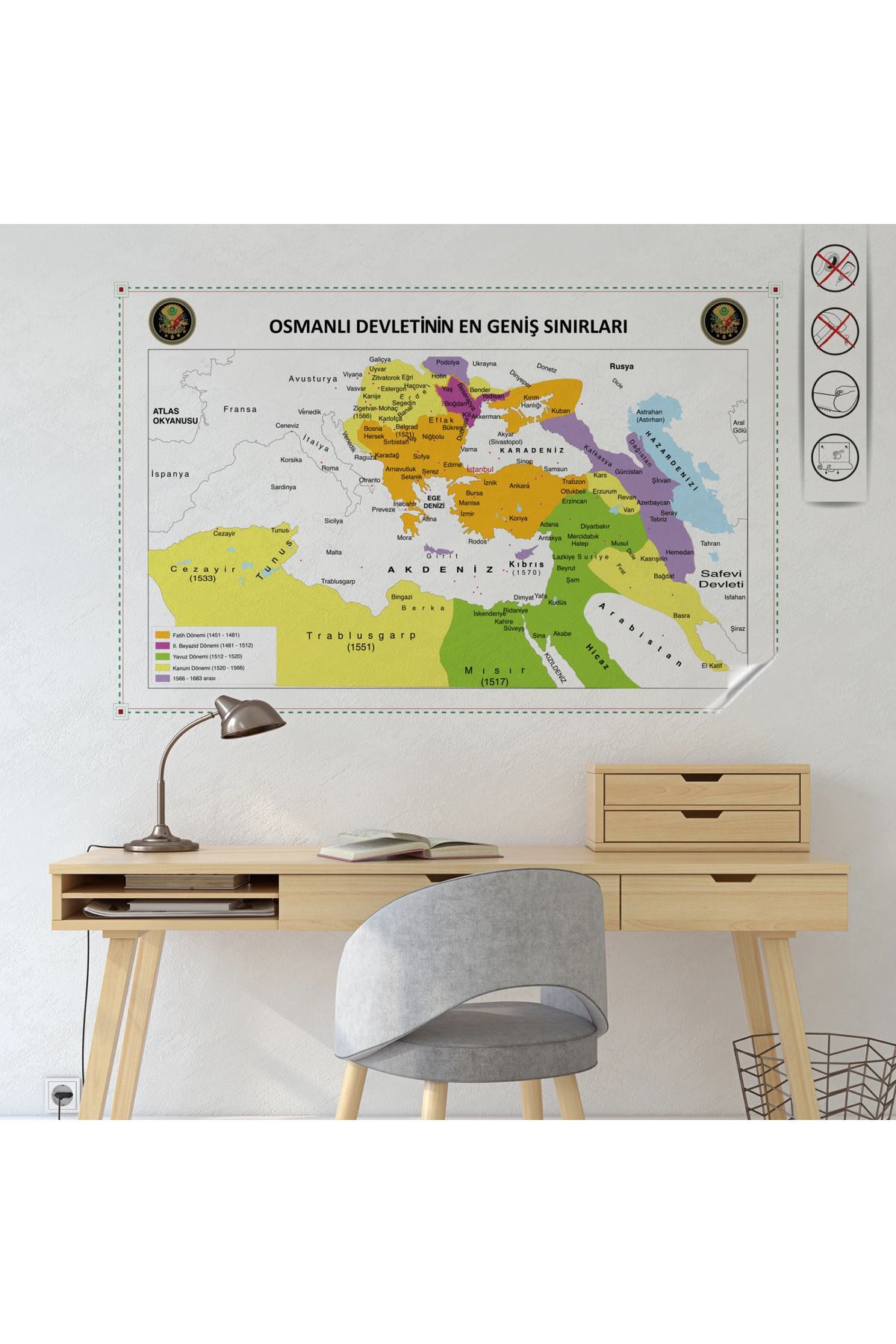 Cengo 100X150 Statik Kağıt Osmanlı Haritası