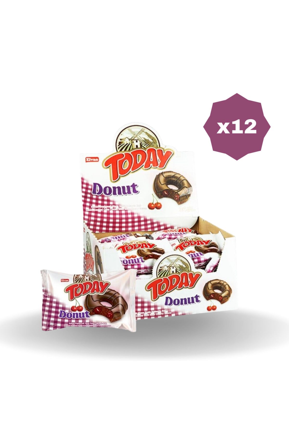 Elvan TODAY DONUT KEK VİŞNELİ 35 GR 24'LÜ- 12 PAKET