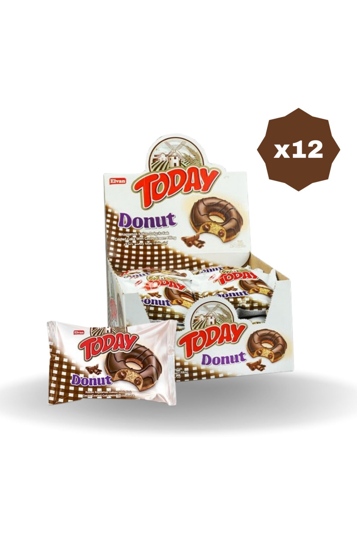 Elvan TODAY DONUT KEK KAKAOLU 35 GR 24'LÜ- 12 PAKET