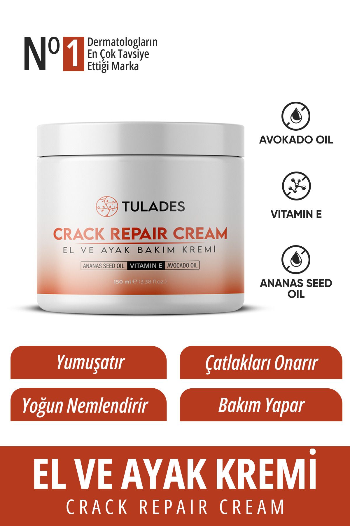 TULADES Topuk Çatlağı El Ve Ayak Mucizevi Bakım Kremi 150 ml