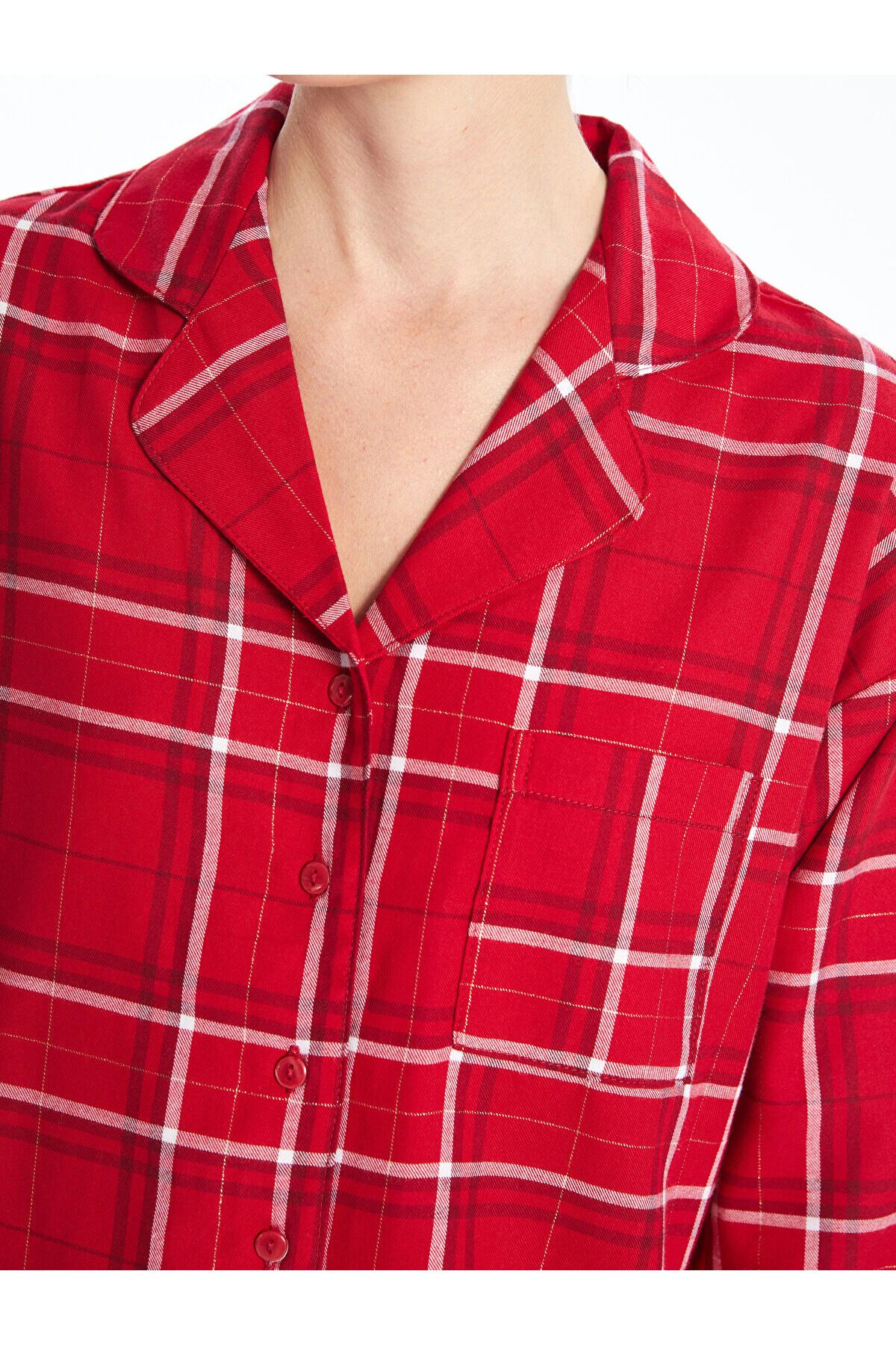 LC Waikiki-Lcw Shirt Collar Plaid Women's Pajamas Set 2