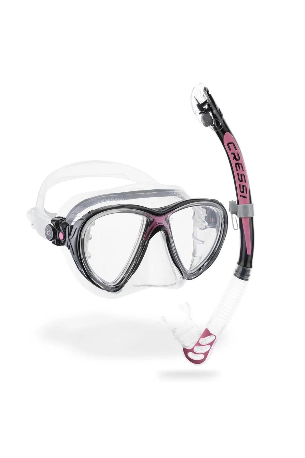 Cressi Big Eyes Evolution Maske Alpha Ultra Dry Şnorkel Seti Pembe