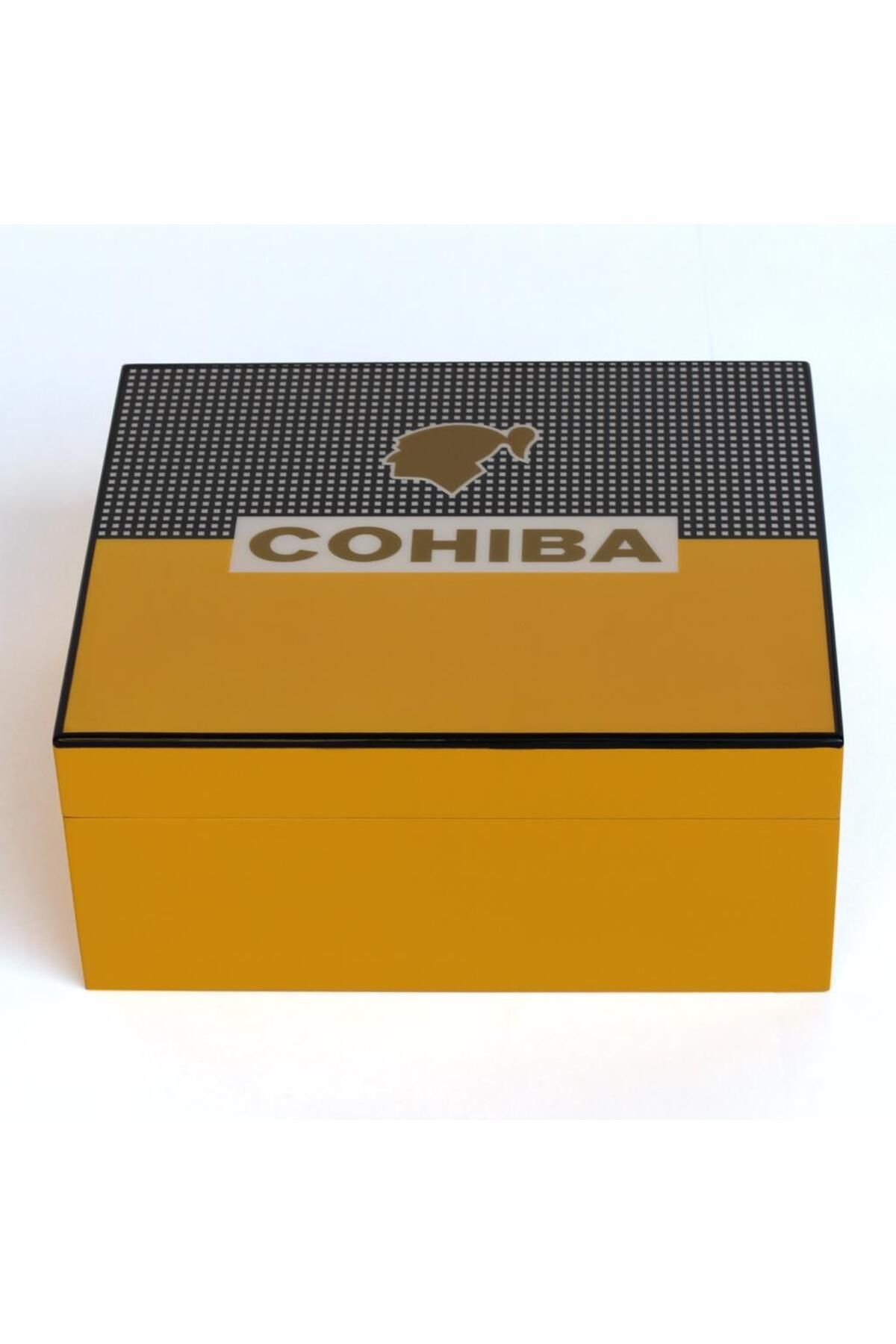 COHİBA Sarı-karbon Desenli Puro Humidor Seti