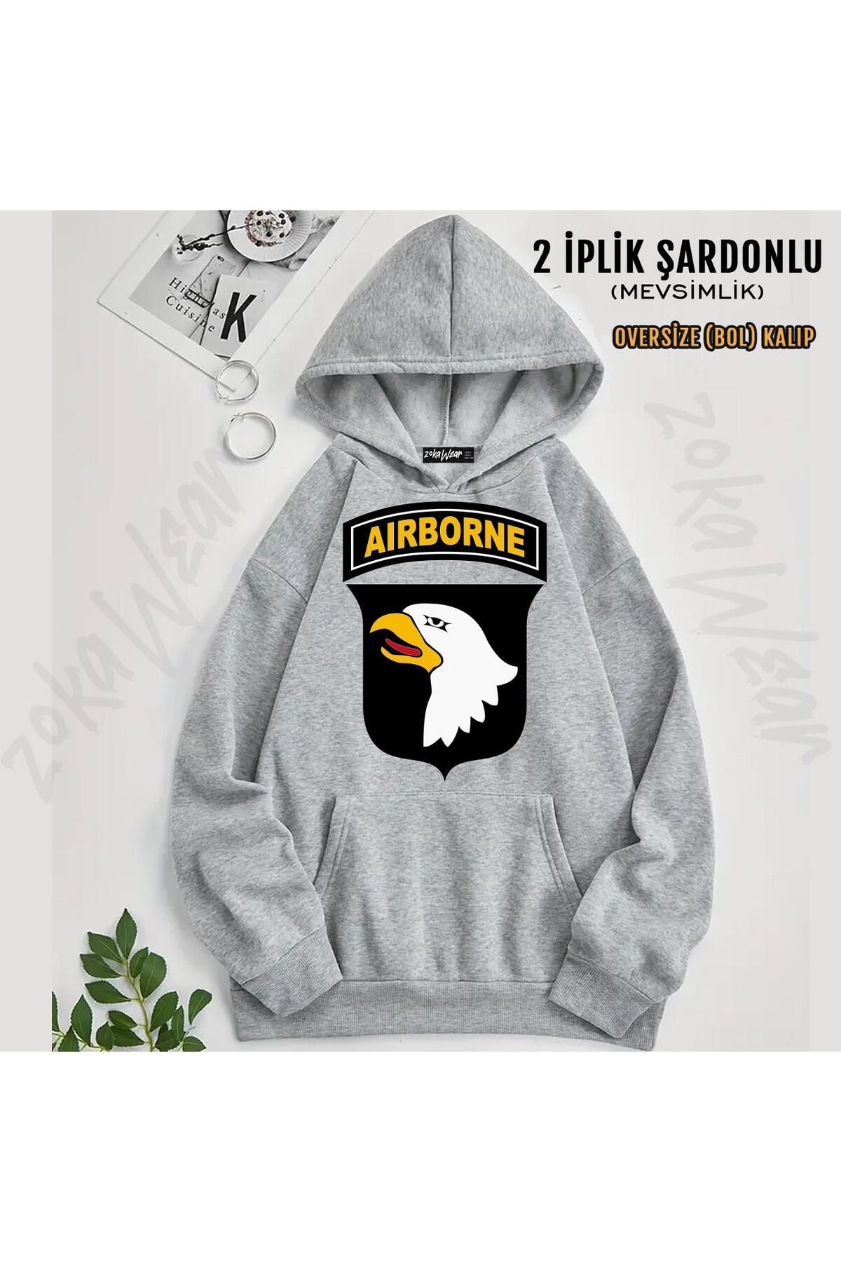 ZOKAWEAR Hanorac Supradimensionat Cu Glugă Cu Imprimeu 101st Airborne Division (armata Sua) (2 Fire) Unisex - L/XL