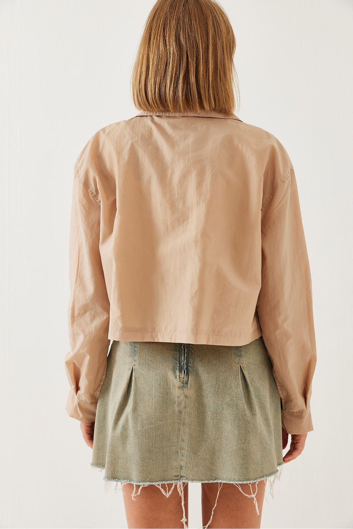 Bianco Lucci-Women's Bellows Pocket Parachute Fabric Crop Jacket 2403 60351152 4