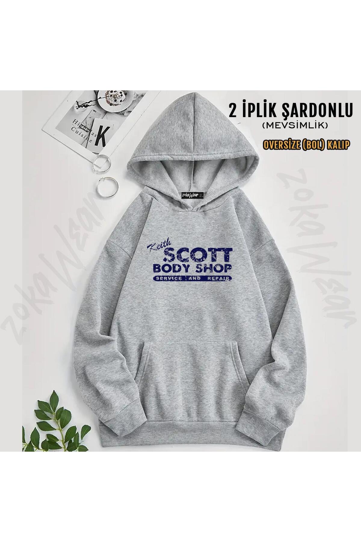 ZOKAWEAR  one tree hill's keith scott Baskılı Kapüşonlu Oversize Sweatshirt (2 İplik)